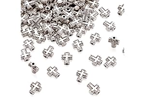 Craftdady 100Pcs Antique Silver Tiny Cross Spacer Beads for Bracelets Making