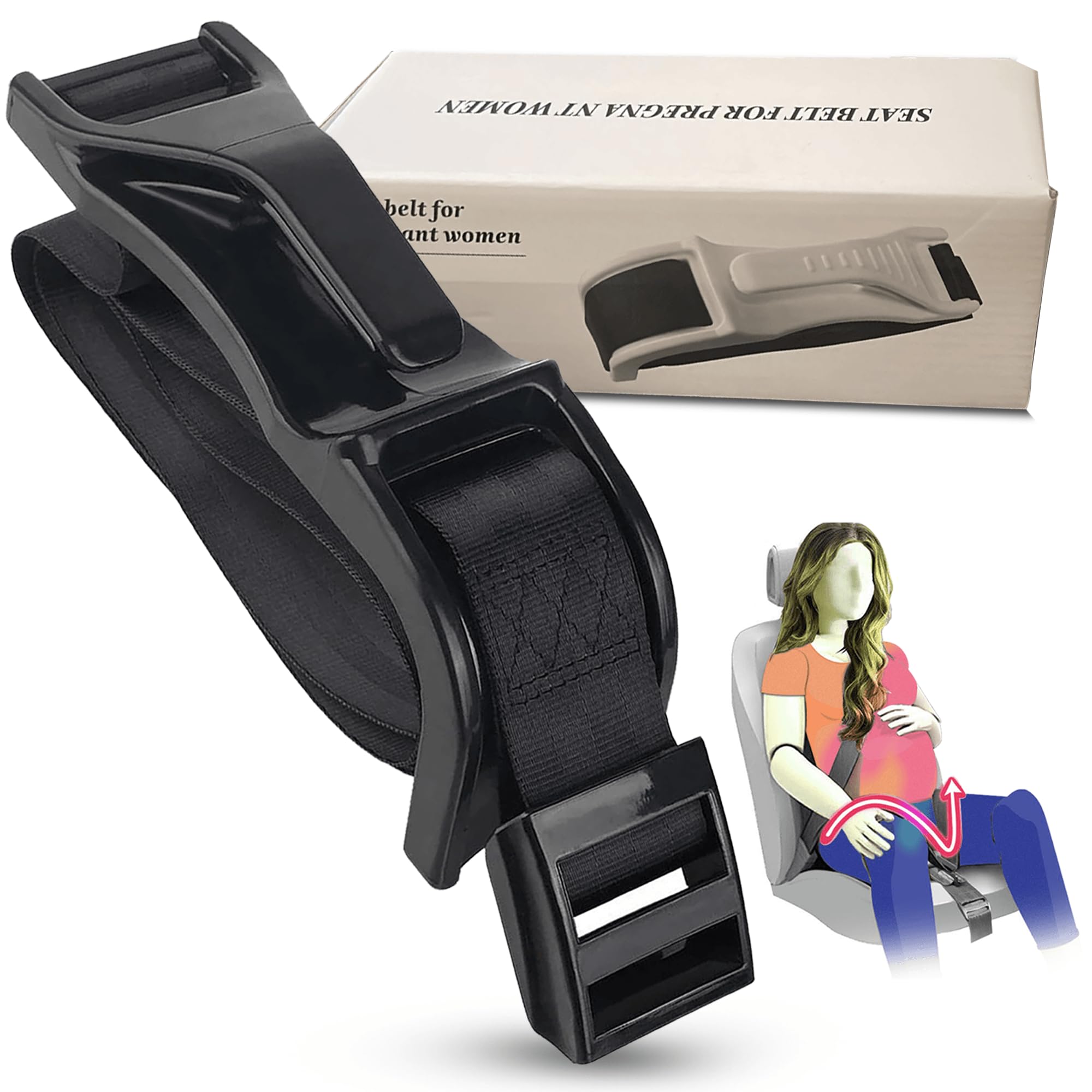 Cinturón de seguridad para embarazadas Adaptador de seguridad para embarazadas Protege al bebé y reduce riesgos Cinturón ajustable y ergonómico, fácil de instalar y compatible con todos