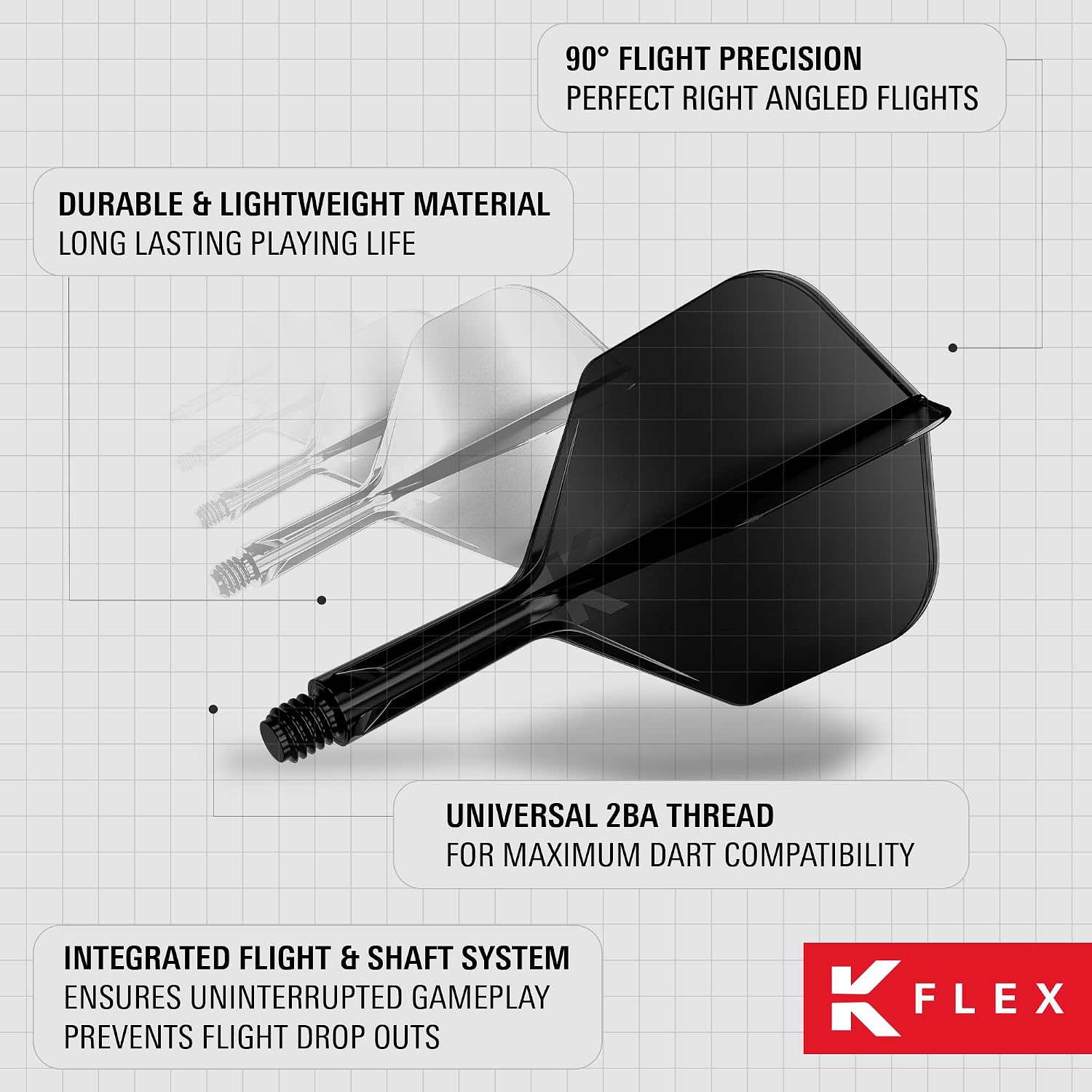 Target Darts K Flex Integrated Dart Flight and Shaft, No.6 | 3-Pack K-Flex - No. 6, Kflex Precision-Molded 2-in-1 Dart Flights and Dart Shaft | Professional Dart Accessories