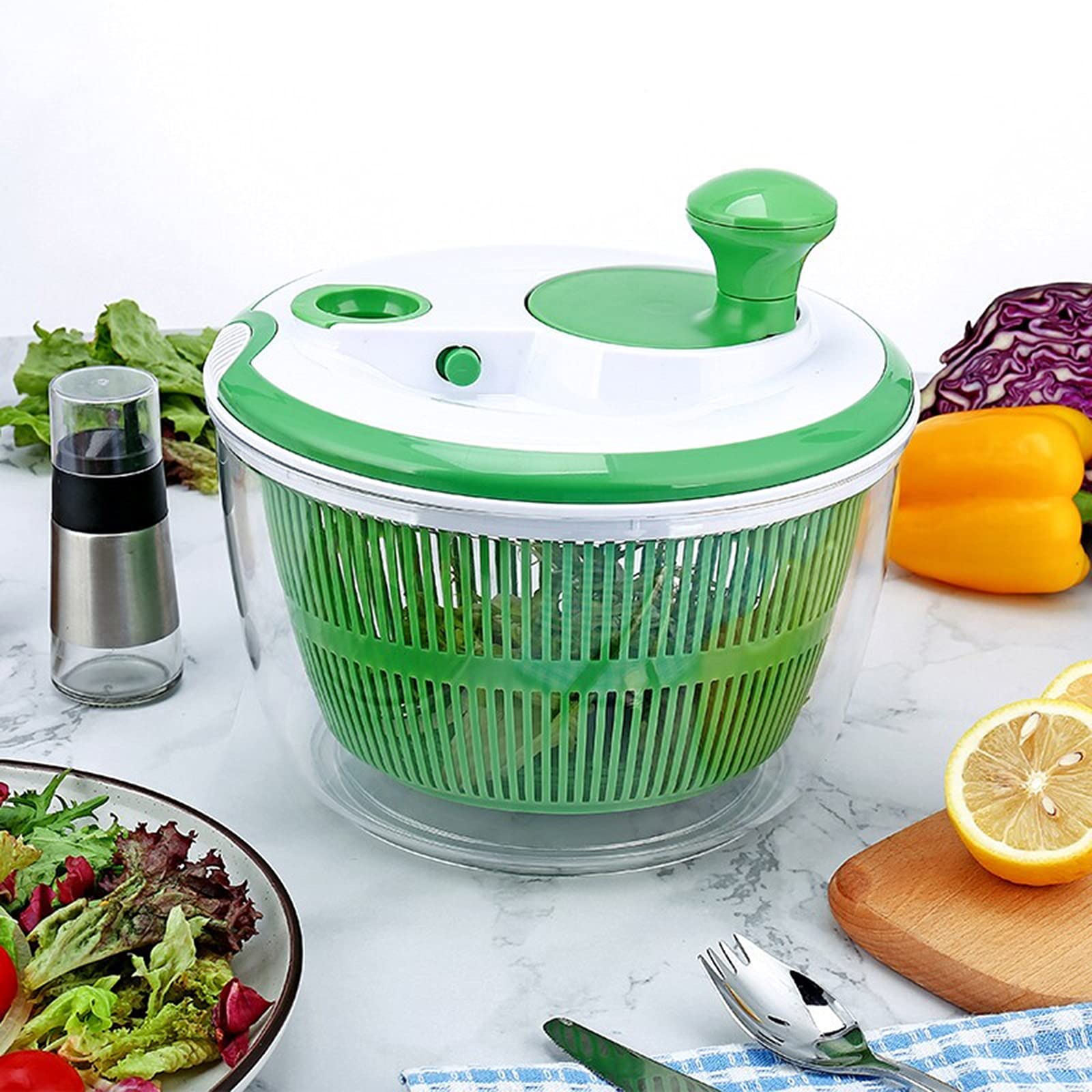 Centrifuga Per Insalata Da 5 Litri | Scolaverdura Plastica | Asciugatura Rapida E Igienica - Foto 5