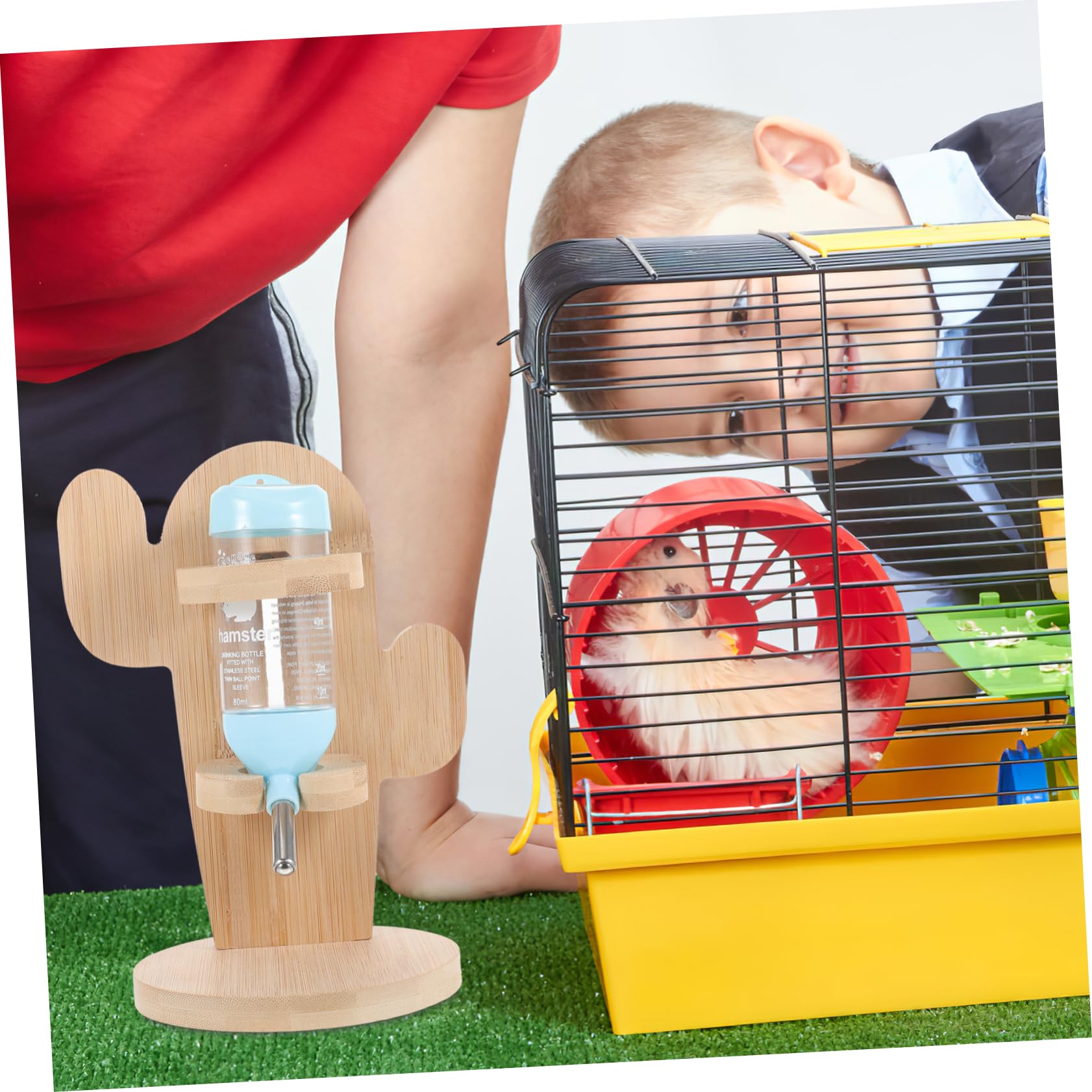 ERINGOGO Abreuvoir pour Chinchilla et Petits Animaux en Bois et Plastique, Bouteille Transparente Résistante à l'usure, Accessoire pour Cages et Fournitures pour Animaux