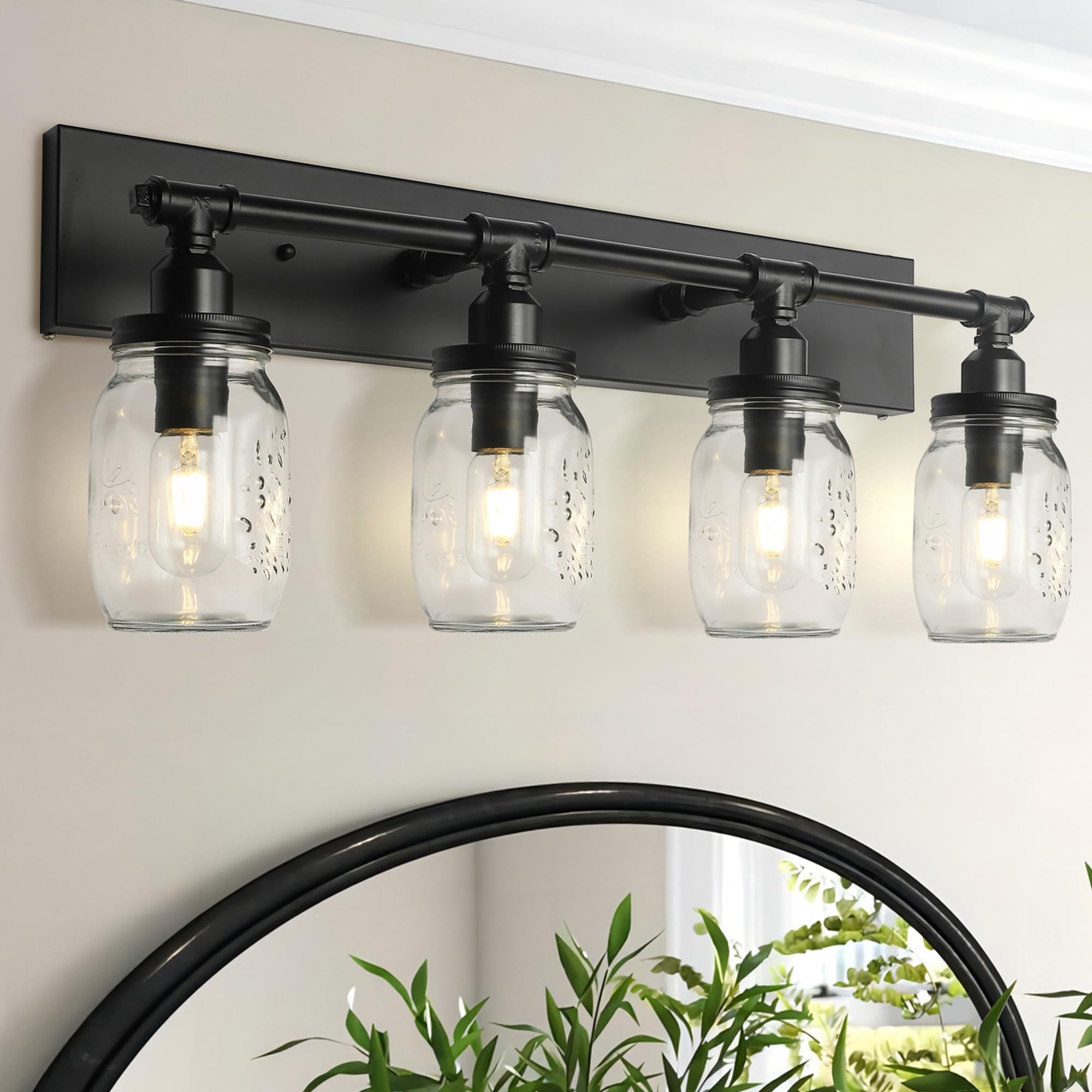 Heratos Matt Black Farmhouse Bathroom Vanity Lighting Fixture Oil Rubbed Black Bathroom Wall ...