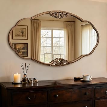 Besdomus Large Vintage Wall Mirror 48"x26" Antique Gold Ornate Mirror - Classic Baroque Wall Decor for Entryway/Living Room/Bathroom/Hallway - Ideal for Home Decor Enthusiast