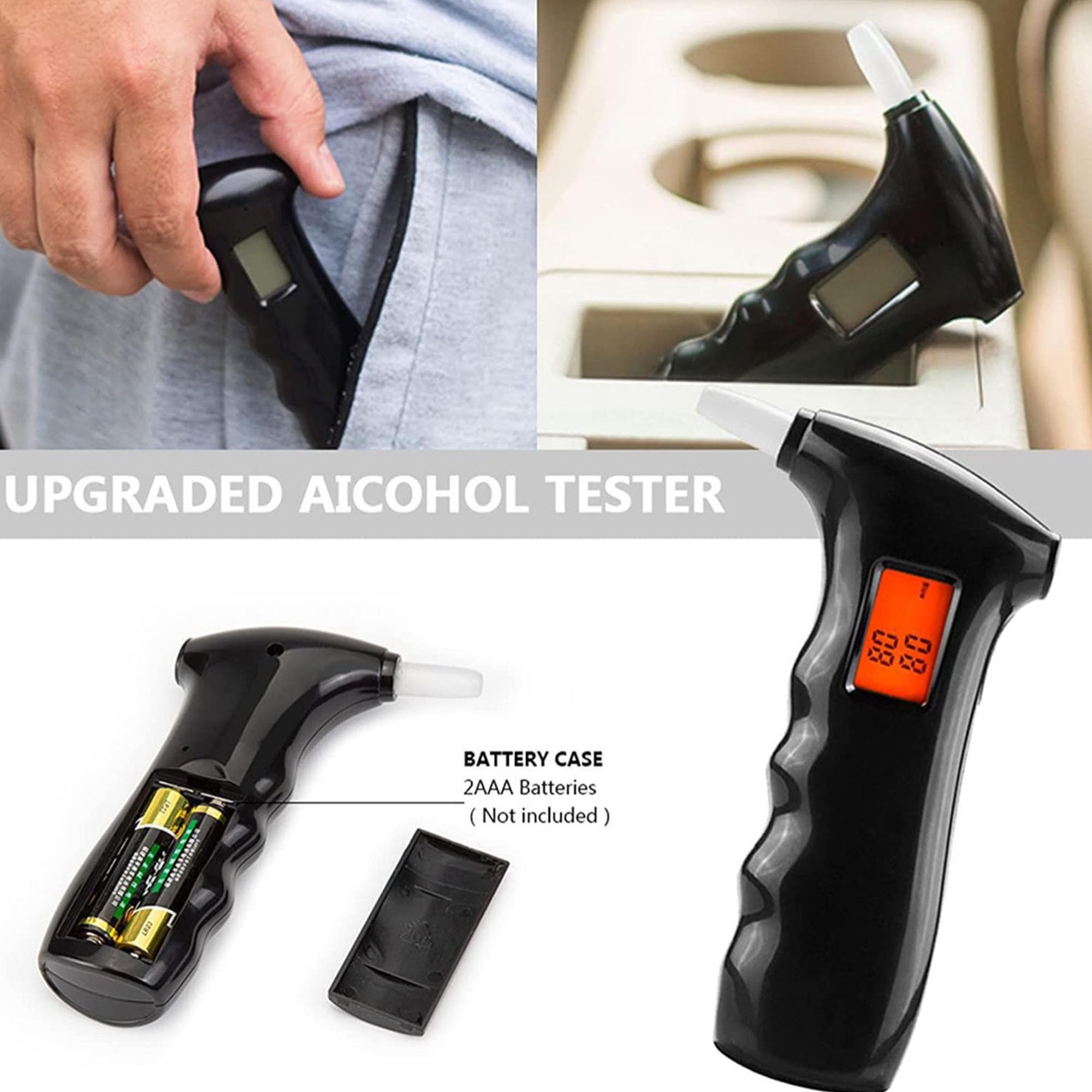 WYFCR Analizador de respiración, Desconexión automática, Detector portátil de Alcohol respiratorio Digital led con Pantalla led, analizador de respiración de 5 Puertos para Uso Profesional