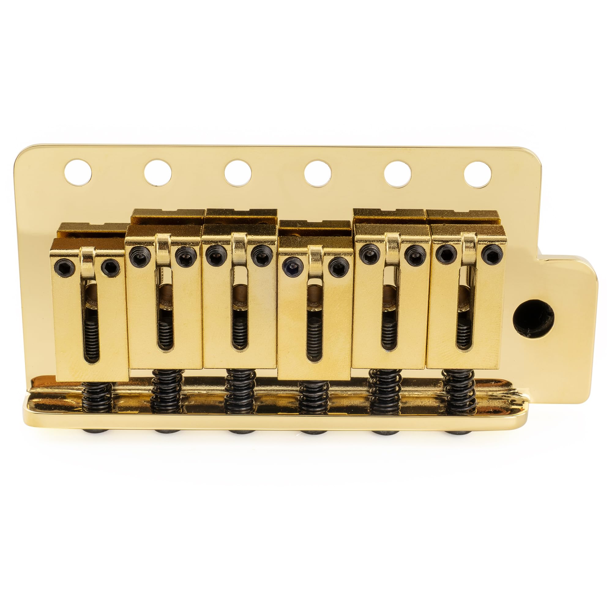 Musiclily Ultra 52.5mm(2-1/16 inch) American Vintage Style 6-Screw ST Tremolo Bridge with Modern Brass Saddles 42mm Solid Brass Block Push-In Arm for Strat Style Electric Guitar Gold - Image 3