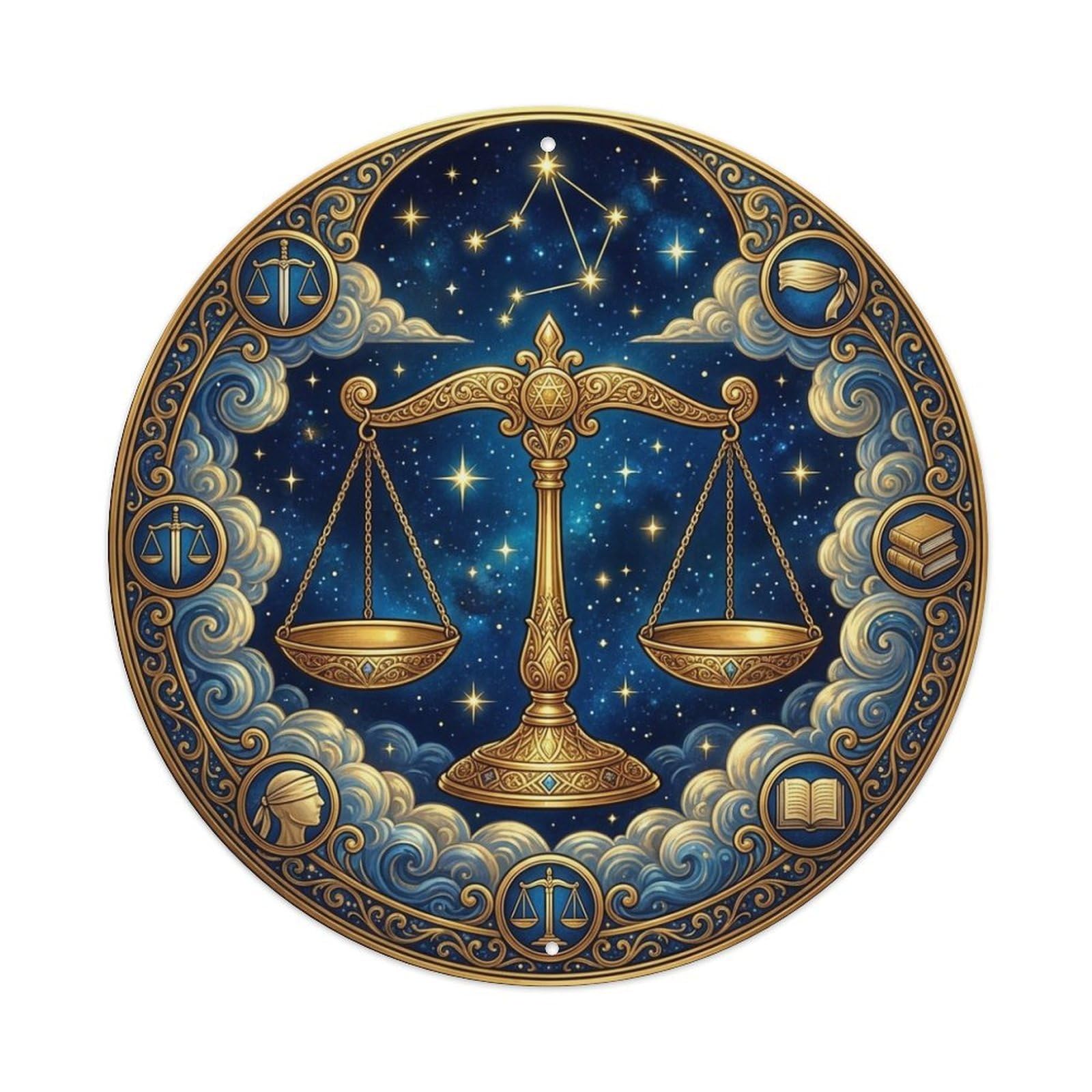 Libra Scales Air Zodiac Celestial Astrology Metal Tin Sign