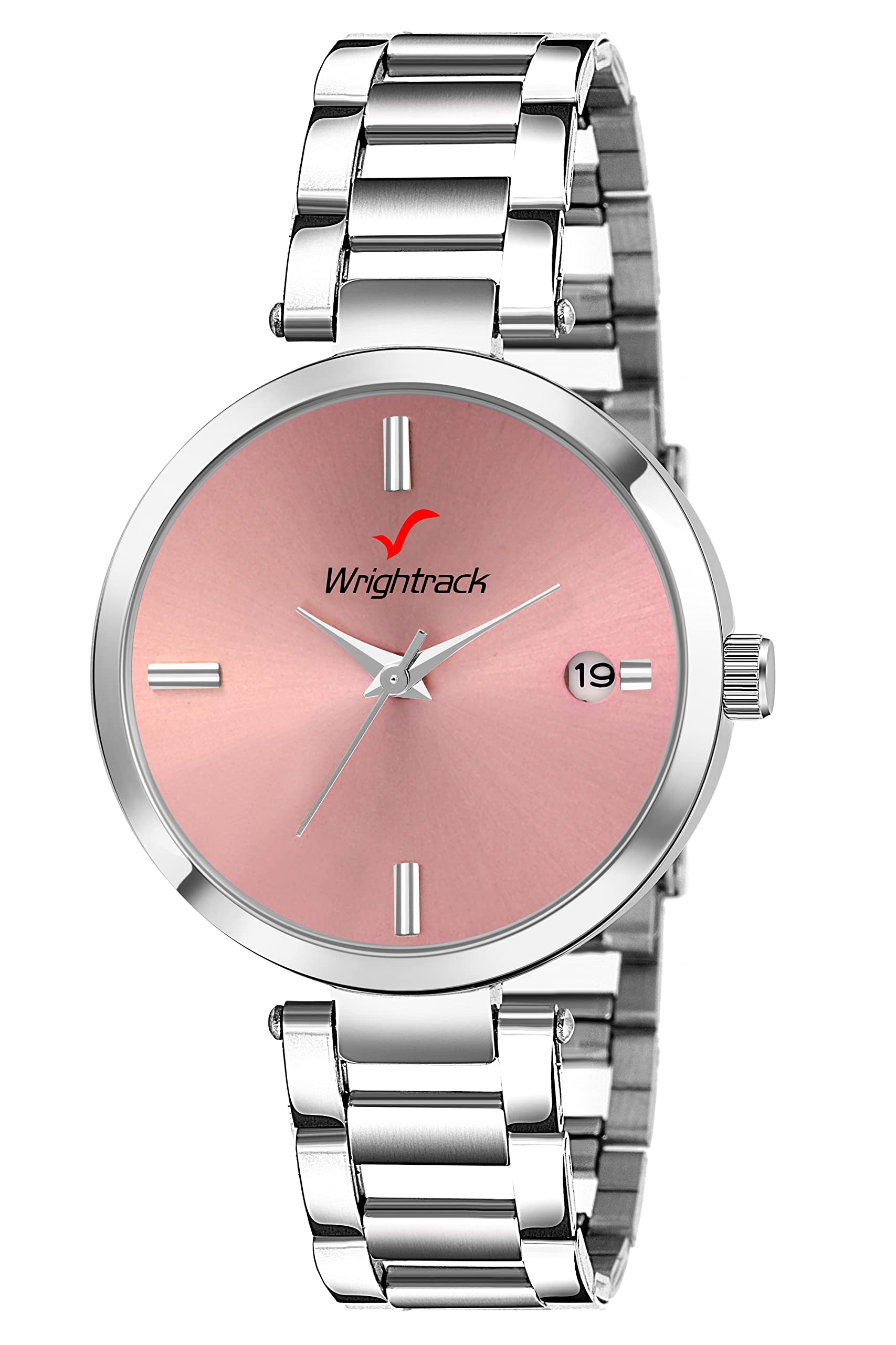 WRIGHTRACK Analogue Date Quartz Movement Stainless Steel Wrist Watch for Womens and Girl (Pink) (B09Z83RWS9) Amazon Price History, Amazon Price Tracker