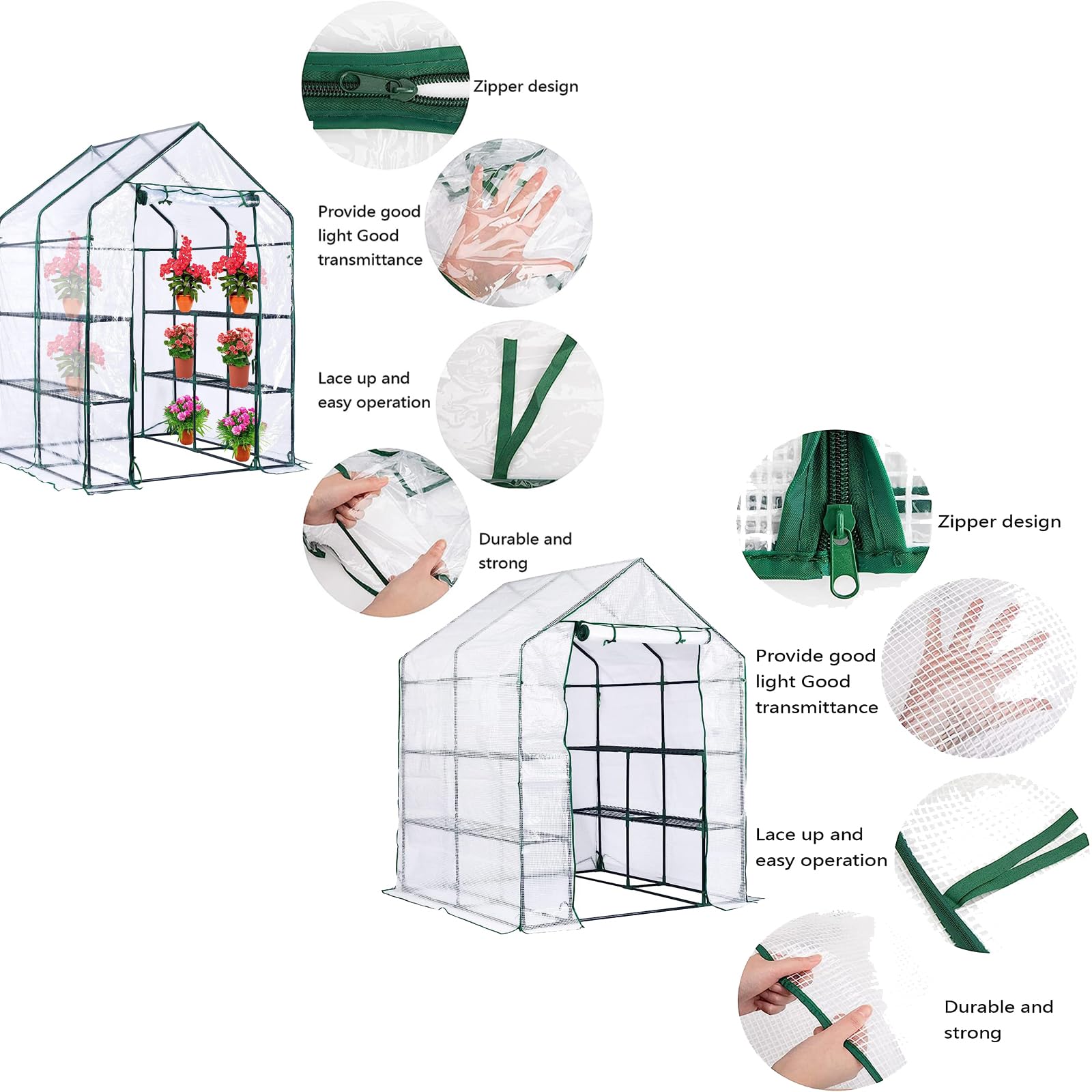 Serre Portable Transparente 120x60x60 Cm Avec Fermeture Éclair - Pour Balcon, Terrasse, Jardin - 2