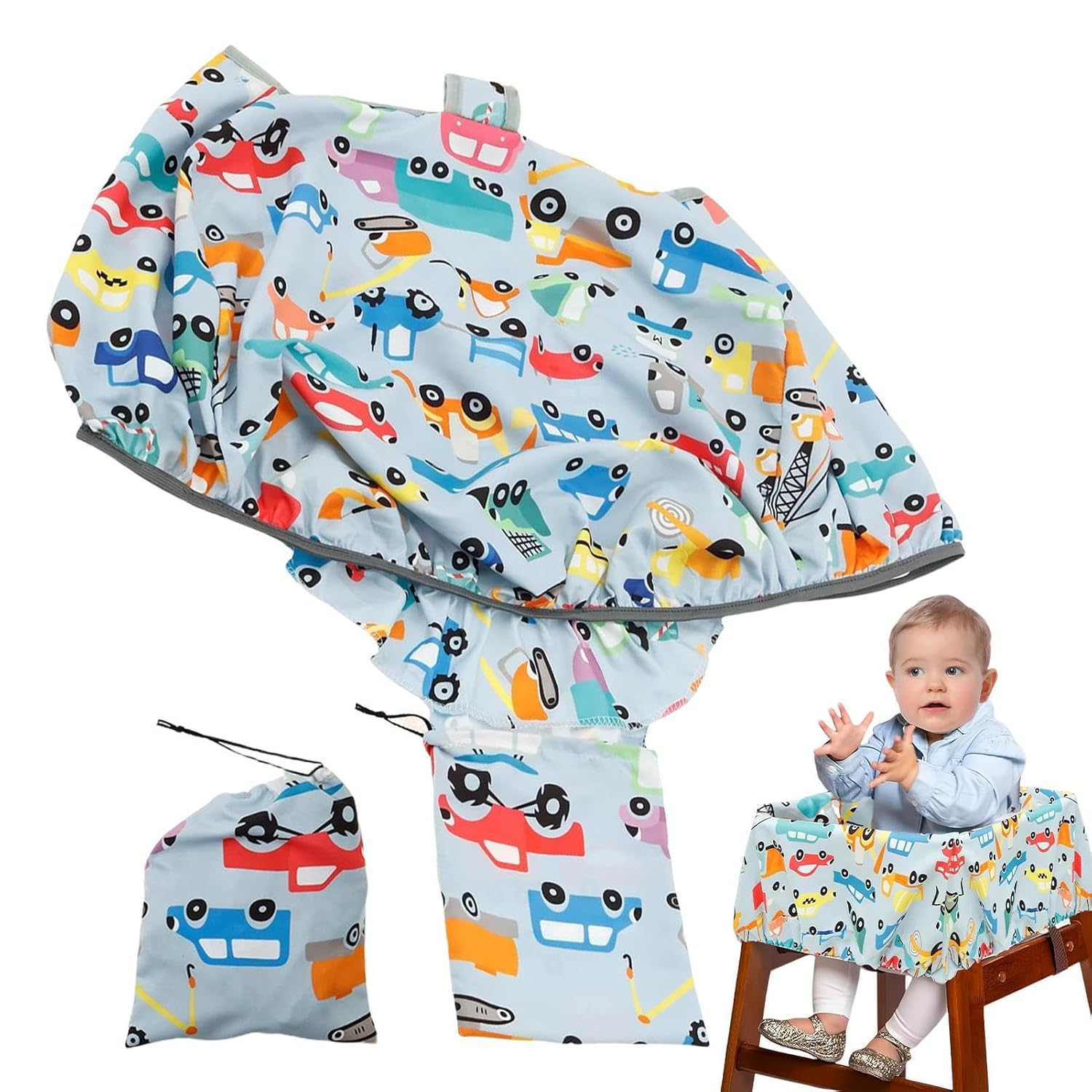 2-in-1 Baby Shopping Trolley Cover Highchair Seat Cushion, Cooling and Breathable, Seat Liner/Handle Protector for Carts and High Chairs, Portable Toddler Infant Highchair Cover for Restaurants - Image 1 of 8