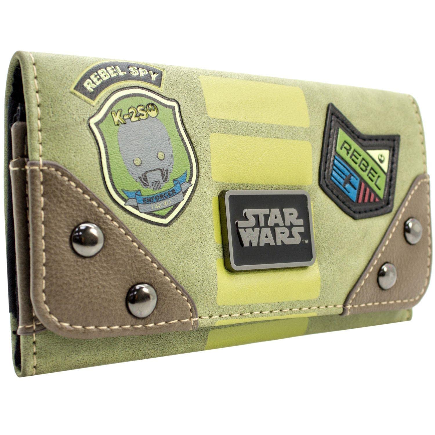Star Wars Rogue One Jyn Outfit Join The Rebellion Green Coin and Card Tri-Fold Purse, One Size
