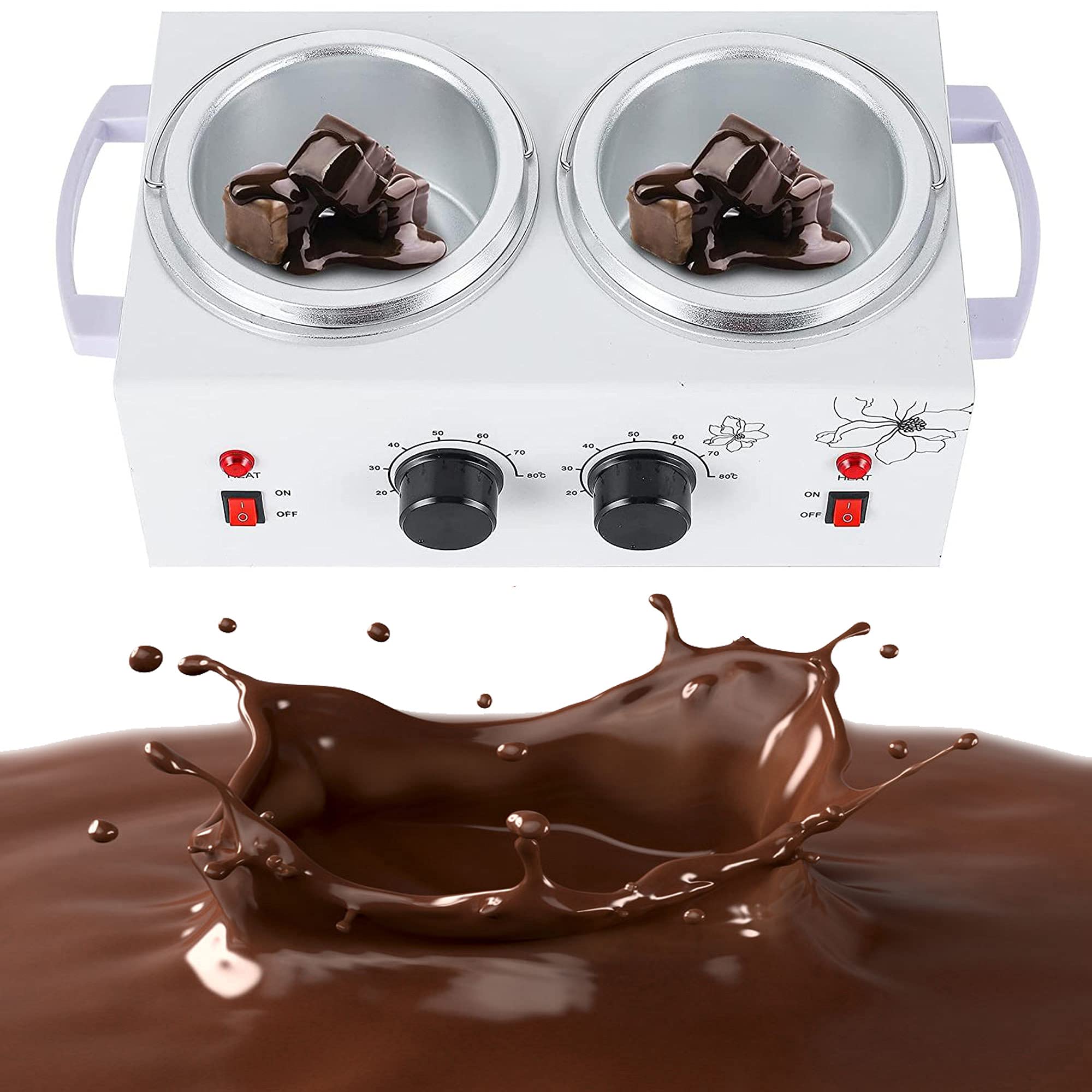 Tempéreuse à Chocolat Professionnelle 200 W, 1200 ML, Deux cuves, Blanche
