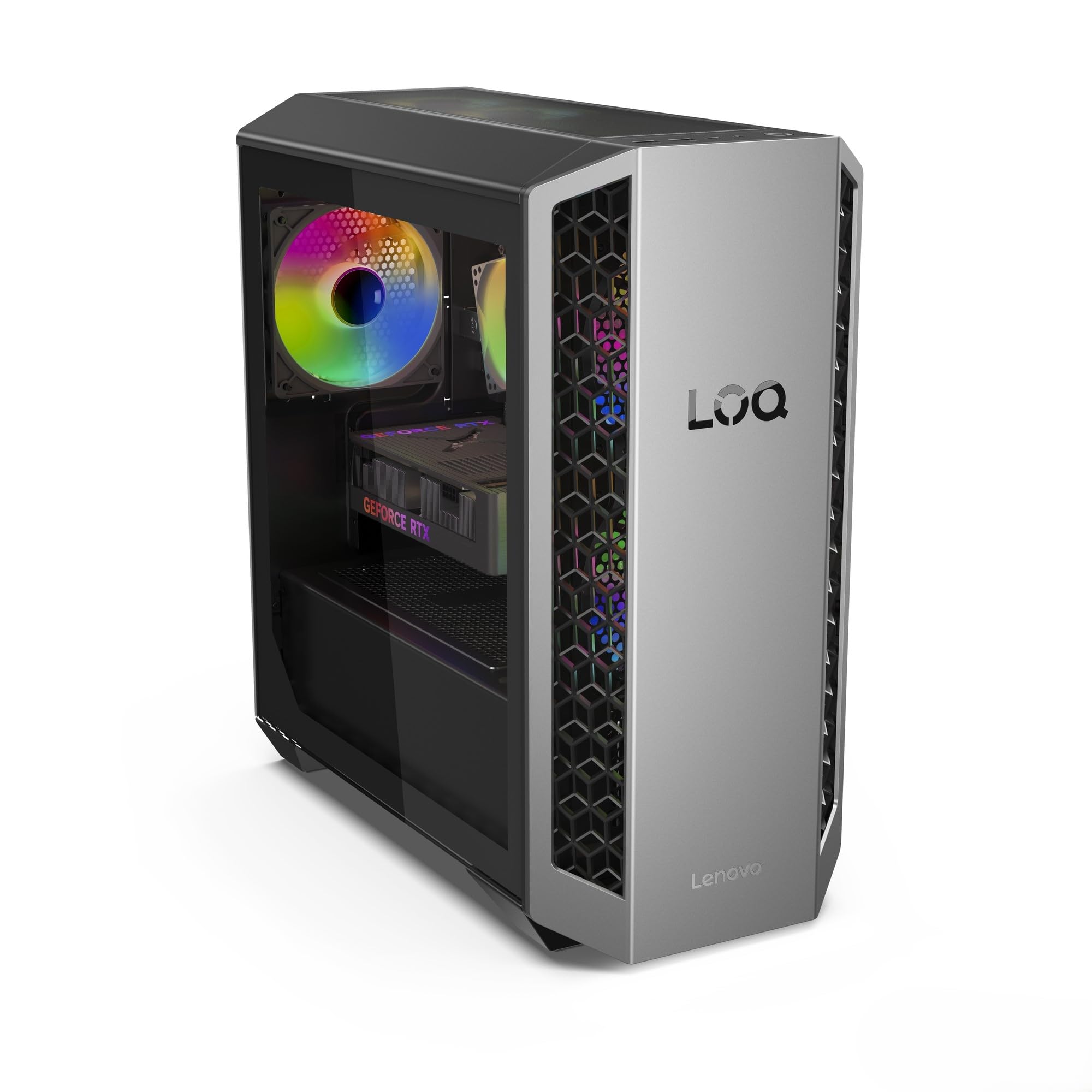 Lenovo LOQ Tower Gaming Desktop-PC | AMD Ryzen 7 8745HX | 16RAM | 1TB | NVIDIA GeForce RTX 5060 | Windows 11 | 26L | Luna Grau-Eclipse Black | 3 Monate GamePass | 3 Monate Premium Care