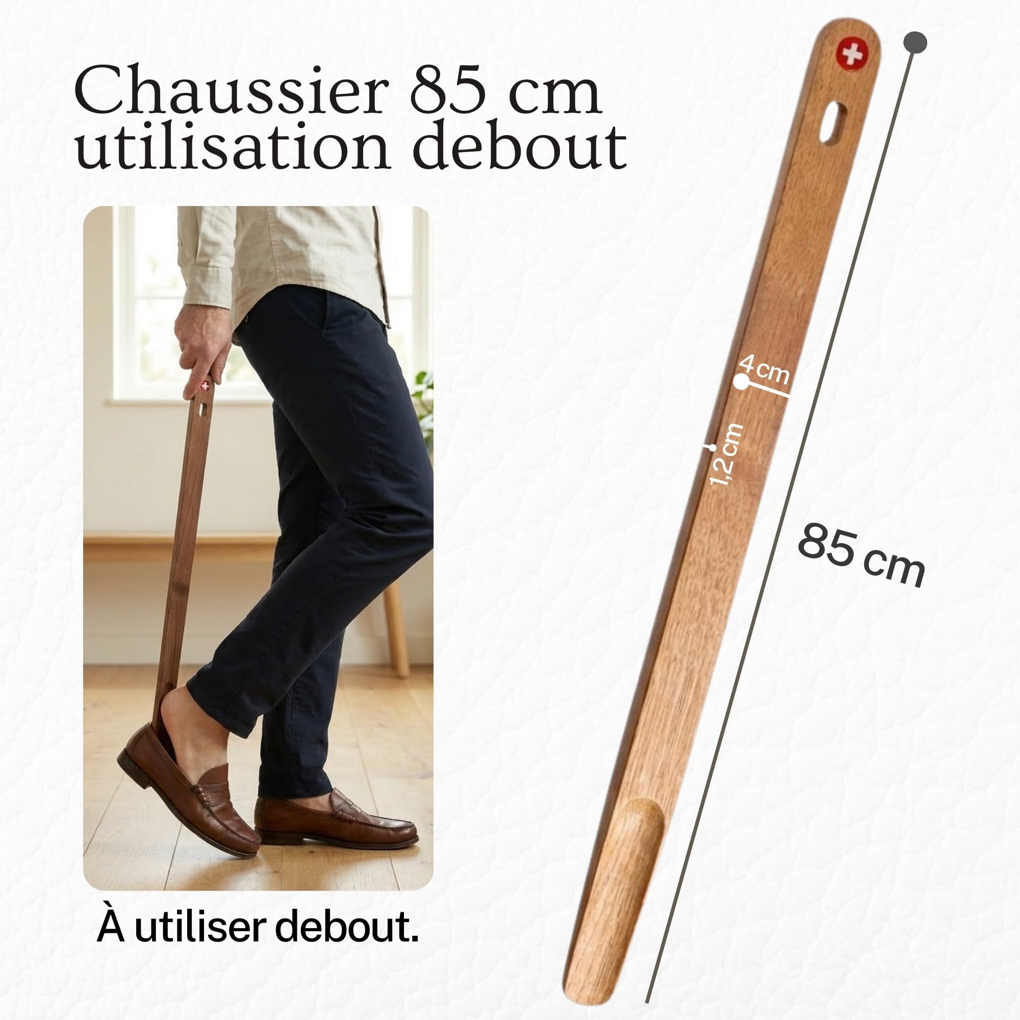 PAVLOVA'S Chausse Pied Fait Main En Noyer Suisse Massif | Lot De 3 Tailles De Manche | Édition Limitée | Facile À Utiliser Et Pratique Pour Hommes, Femmes, Enfants Et Seniors | Garantie 10 Ans