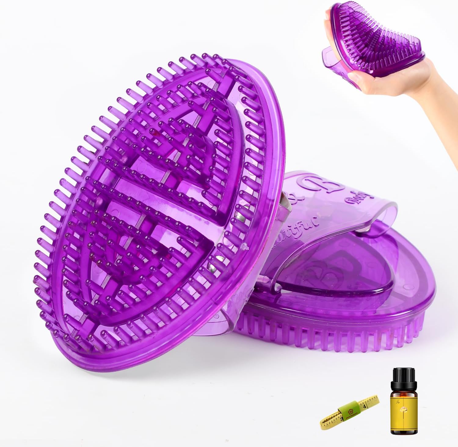 2Pcs Meridian Massage Brush, Handheld Massage Brush for Belly, Beauty Professional Full Body Relaxation Massager Brushs Tools, SPA Meridian Pressure Brushes with Essential Oils (Light Purple-1)