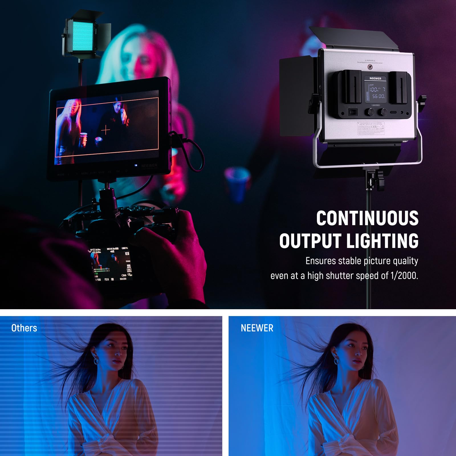 NEEWER Luce video da studio a LED RGB aggiornata con supporto per treppiede, controllo app 50 W 7000 Lx CRI97+ 3200-5600 K dimmerabile pannello kit di illuminazione per lo streaming di giochi e