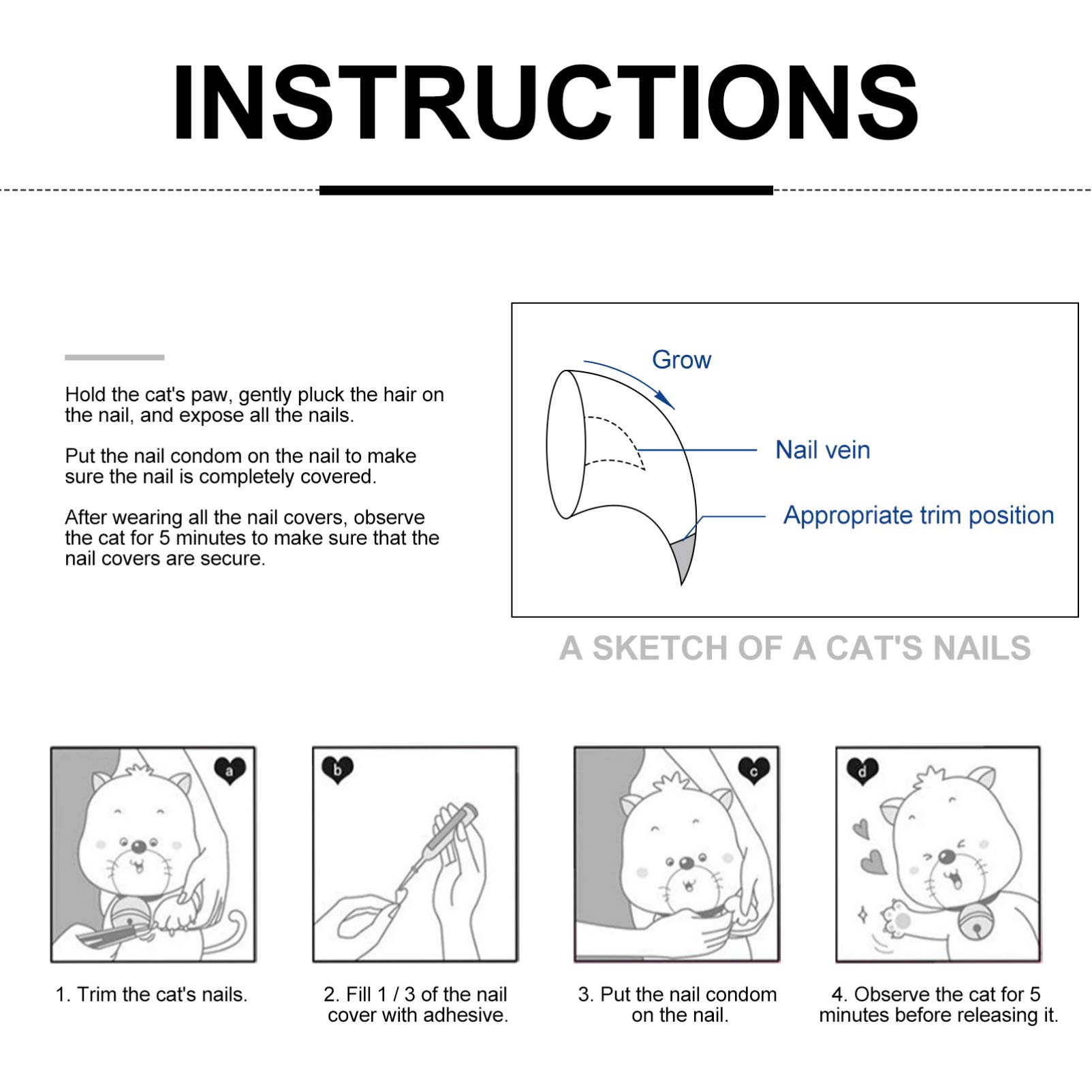 Housoutil 480 Pièces Ensemble D'Ongles pour Animaux De Compagnie Protecteurs De Griffes De Chat Capuchon D'Ongle De Chat Couvre-Griffes De Chat Capuchons D'Ongles en Vinyle pour Chats