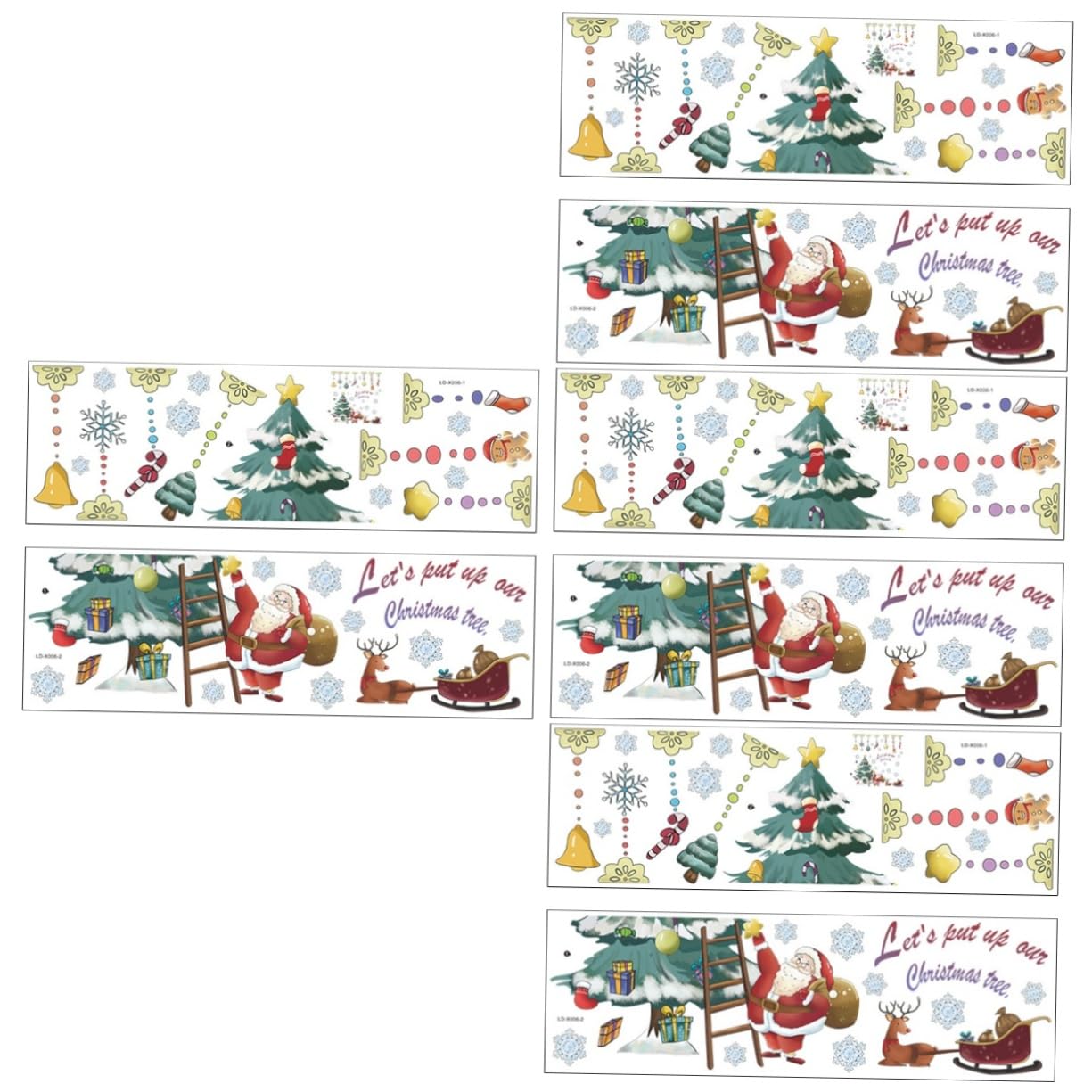 HOMSFOU 8pièces Autocollants De Noël Pour Fenêtres Décoration Festive Avec Père Noël Et Cloche Facile à Appliquer Retirer Parfaits Pour Vitrines Maison Ambiance Joyeuse Pour Fêtes