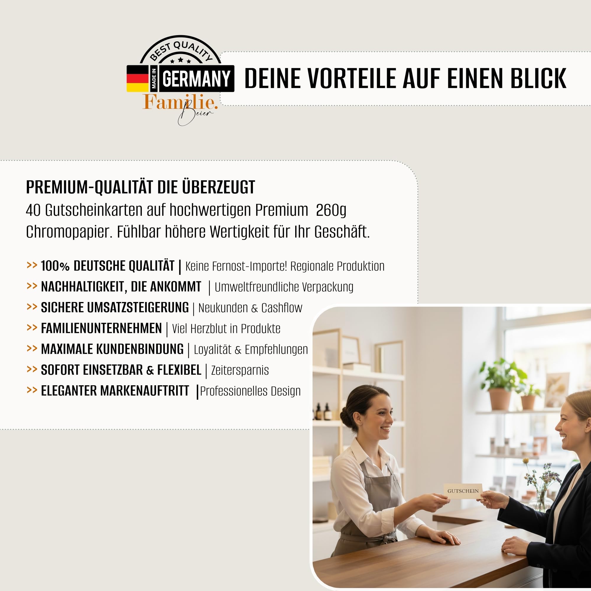 Gutscheine 40er Set als Blankovorlage zum Ausfüllen für Dienstleistungen und Geschäfte wie Friseur, Massage, Kosmetik etc. Gutscheinkarte, Geschenkgutschein