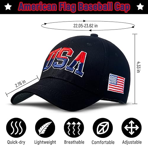 Miniatura 2 de Gorra de béisbol patriótica ajustable de algodón para papá, gorra de bandera estadounidense bordada de Estados Unidos para hombres y mujeres
