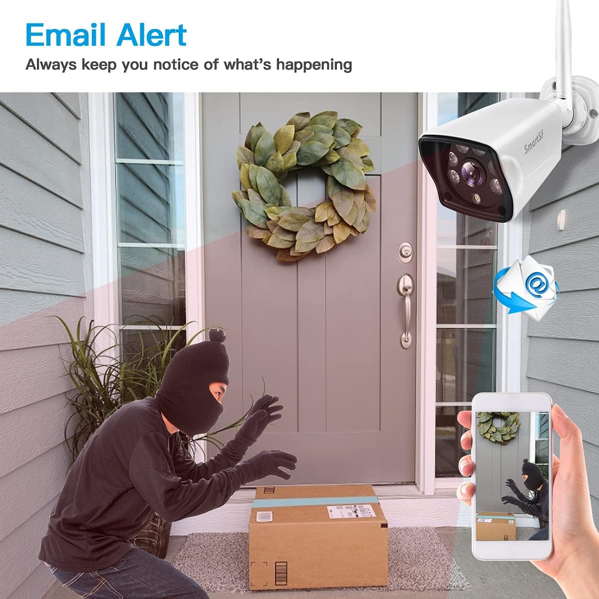 Crazy Deals 【8CH Expandable】SmartSF Wireless Security Cameras System,H.265 1080P NVR & 4Pcs 720P WiFi IP Surveillance Cameras Home Outdoor with Night Vision,IP66 Waterproof,Motion Alert,Remote Access,No Hard Disk Amazing 🔥 【8CH Expandable】SmartSF Wireless Security Cameras System,H.265 1080P NVR & 4Pcs 720P WiFi IP Surveillance Cameras Home Outdoor with Night Vision,IP66 Waterproof,Motion Alert,Remote Access,No Hard Disk