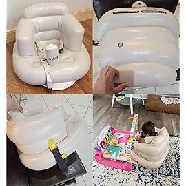 Mink Inflatable Baby Seat for Babies 3+ Months,Infant Floor Seats for Sitting Up,Portable Blow Up Baby Chair with Built in Air Pump, Ideal for Sitting Up and Learning to Play(Khaki)