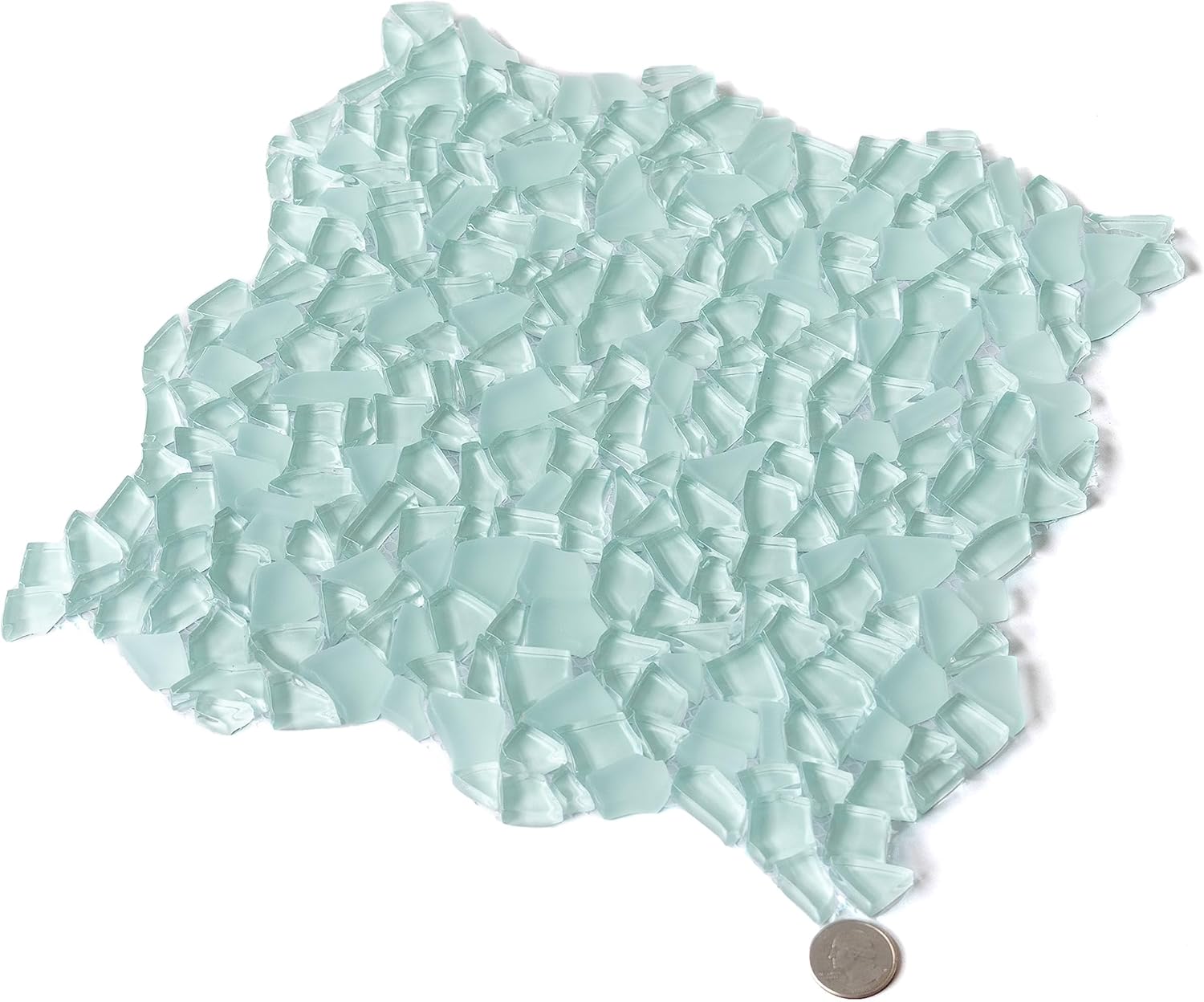 Diamond Aqua Glass Pebble Mosaic Tile – 5 Sheets for Backsplash, Bathroom, Shower, or Pool - Not Peel & Stick – 4.83 sq. ft./Case - Water-Resistant Indoor Outdoor Decorative Wall and Floor Tile