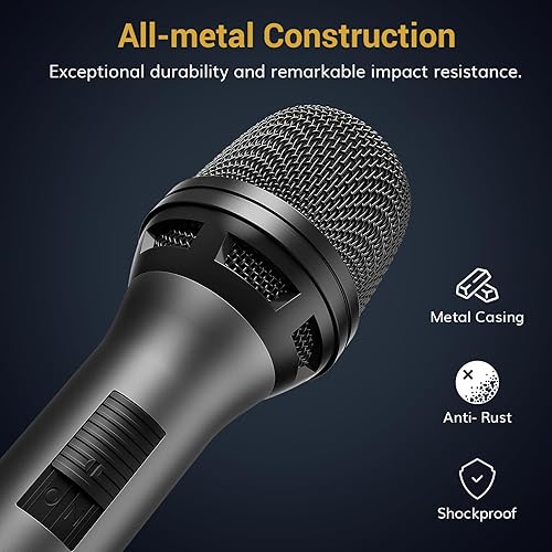 Miniatura 3 de TONOR Micrófono vocal profesional para cantar, micrófono de karaoke dinámico de mano con cable, microfono de estudio cardioide con cable XLR de 14.8