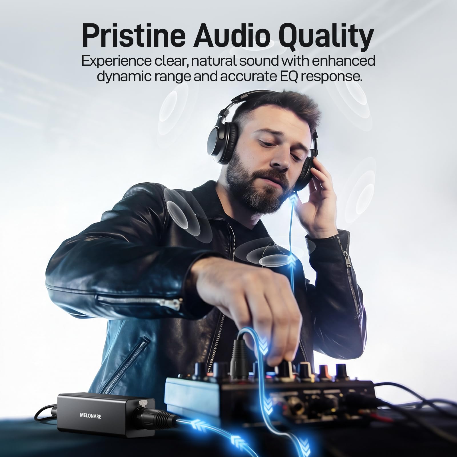 MELONARE Amplificatore per cuffie con monitor in-ear cablato portatile XLR TRS WM-1 | Modalità Mono/Stereo, One-Touch Mute, Ingressi XLR/TRS, Monitoraggio cablato portatile per batteristi, band e studio