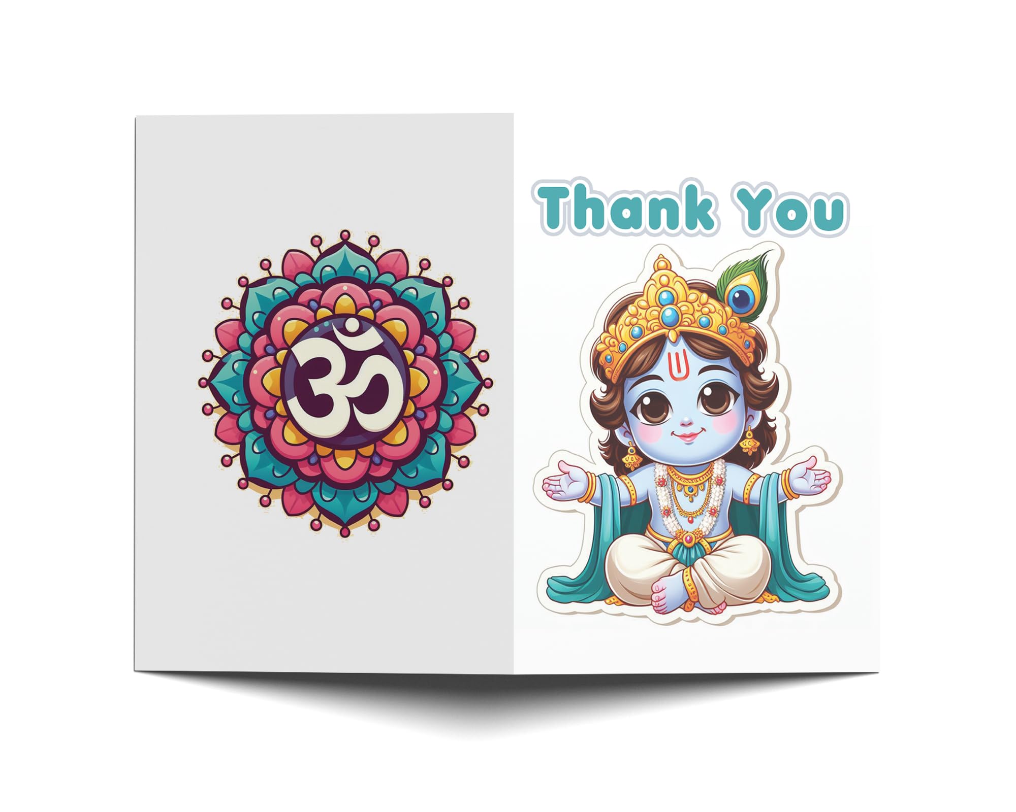 SKAISTA 54 Krishna Thank You Cards Pack of set Notecards Janmashtami For Thanking Guests Attending Events Wedding Birthday Party Small Business Kishan (54, Krishna) 3