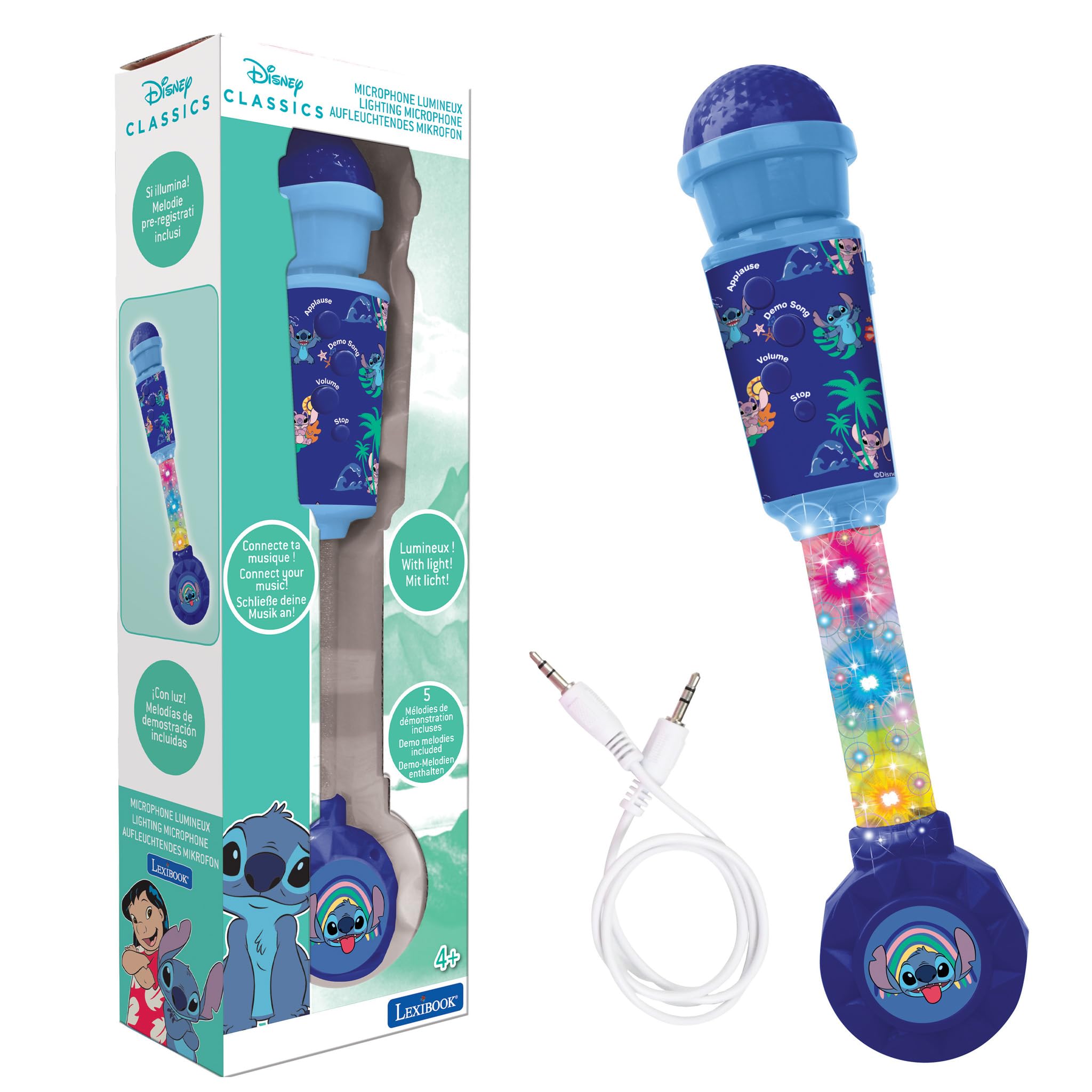 LEXIBOOK, Disney Stitch, Luminous Microphone for children, Musical Toy, Built-in speaker, Light effects, Aux-in socket, Blue, MIC90D — image 1