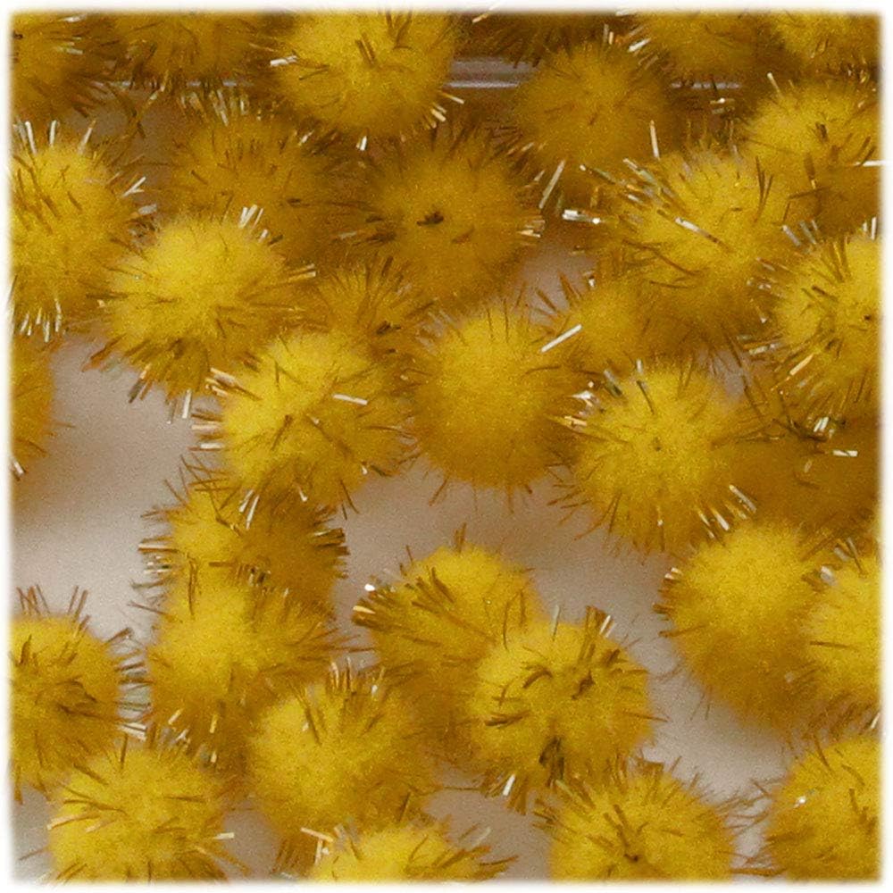 The Crafts Outlet Chenille Sparkly Pom Poms, Gold Porcupine, 1.0-inch (25-mm), 500-pc, Yellow
