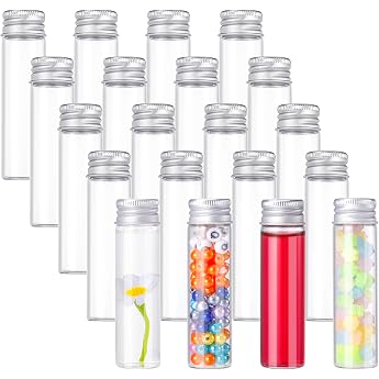 Pack of 20 Glass Bottles with Screw Cap 20 ml Small Bottles