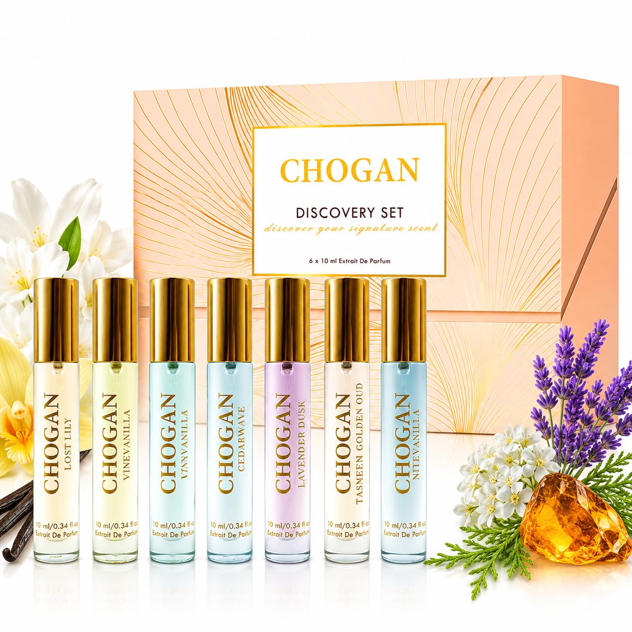 CHOGAN Discovery Perfume Set | 6 Signature Scents | Luxury Miniature Fragrance For Him & Her, 25% FRENCH Perfume Oil Concentration| Gift Set| 6 * 10 ml-image-5