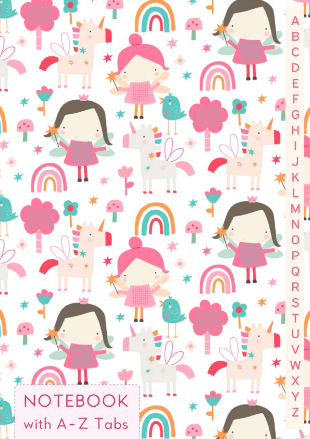 Notebook with A-Z Tabs: A4 Pink Fairy, Alphabet Notebook Index, Birthday Present for Girls