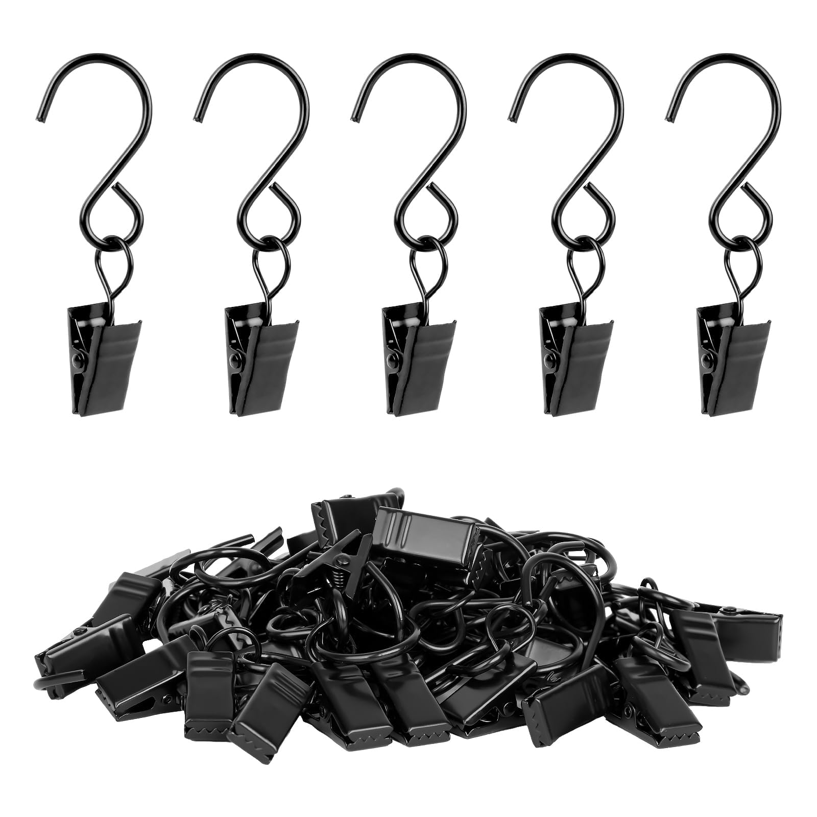 45 Pinces à Rideaux Avec Crochets Métalliques - Clips En Acier Inoxydable Pour Rideaux, Douche, Déco