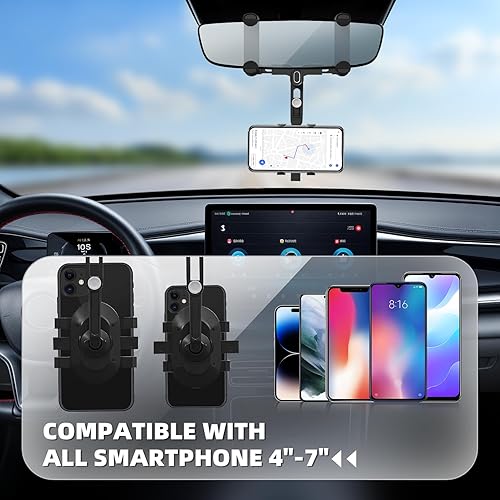 Miniatura 3 de SXhyf Soporte para teléfono con espejo retrovisor, giratorio y retráctil 2023, soporte para teléfono celular para iPhone 11, 12, 13, 14 Pro Max,