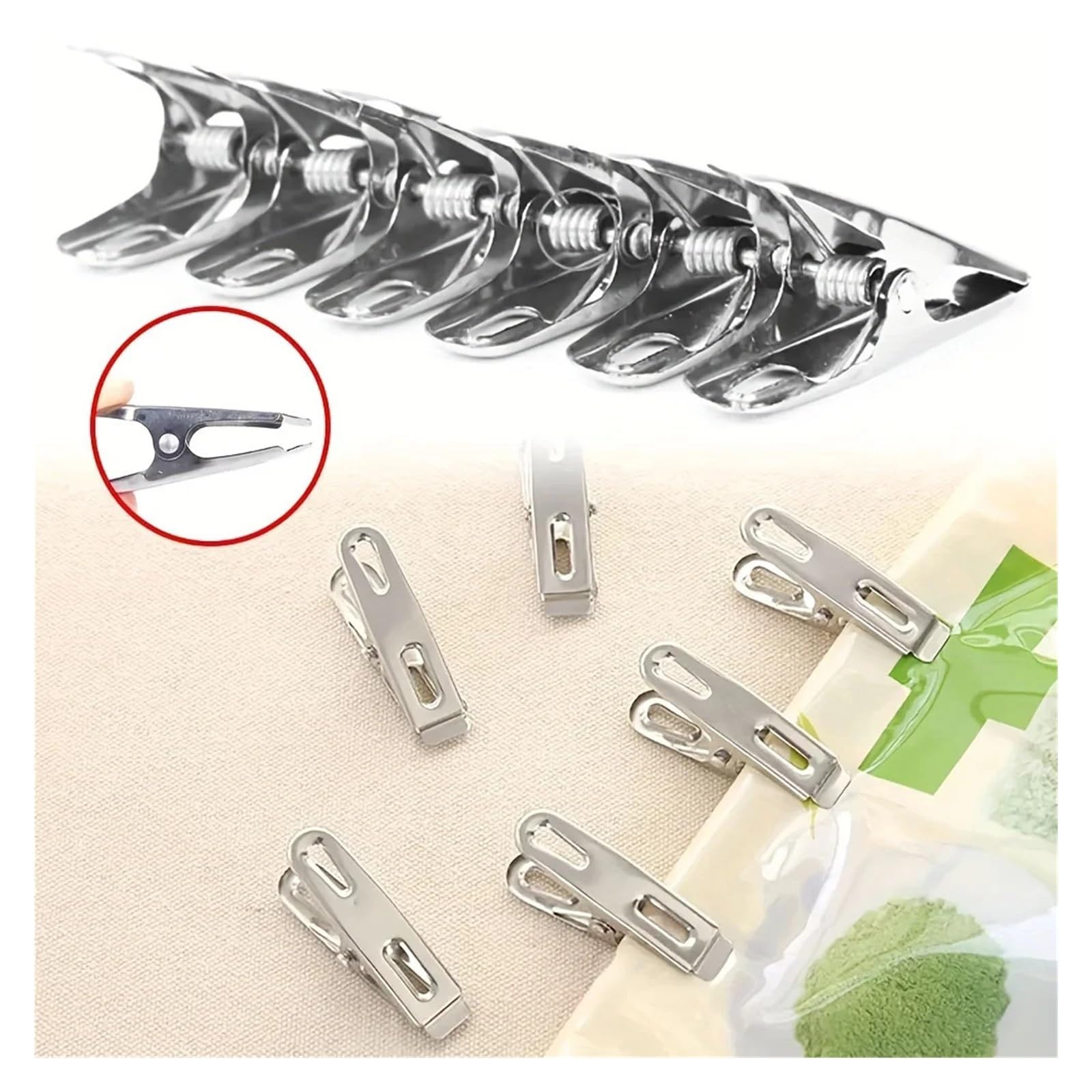 Metall-Wäscheklammern, 200 Stück, Edelstahl-Wäscheklammern, Metall-Clips zum Trocknen im Innen- und Außenbereich, zum Aufhängen von Handtüchern, Socken für Wäscheleine, Befestigung von Handtüchern