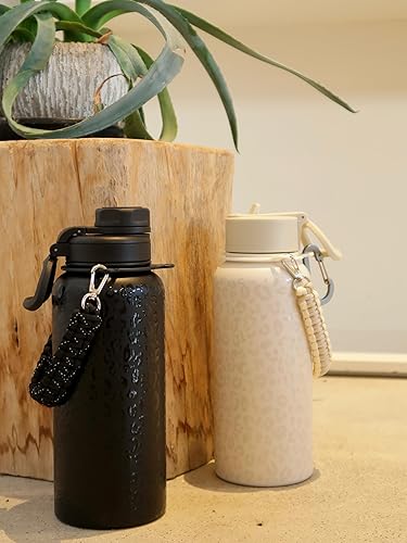 Miniatura 9 de KXIAOCHEN Botella de agua aislada, botella de agua de acero inoxidable, 2 tapas (con pajilla y tapa con asa), botellas de agua metálicas de boca