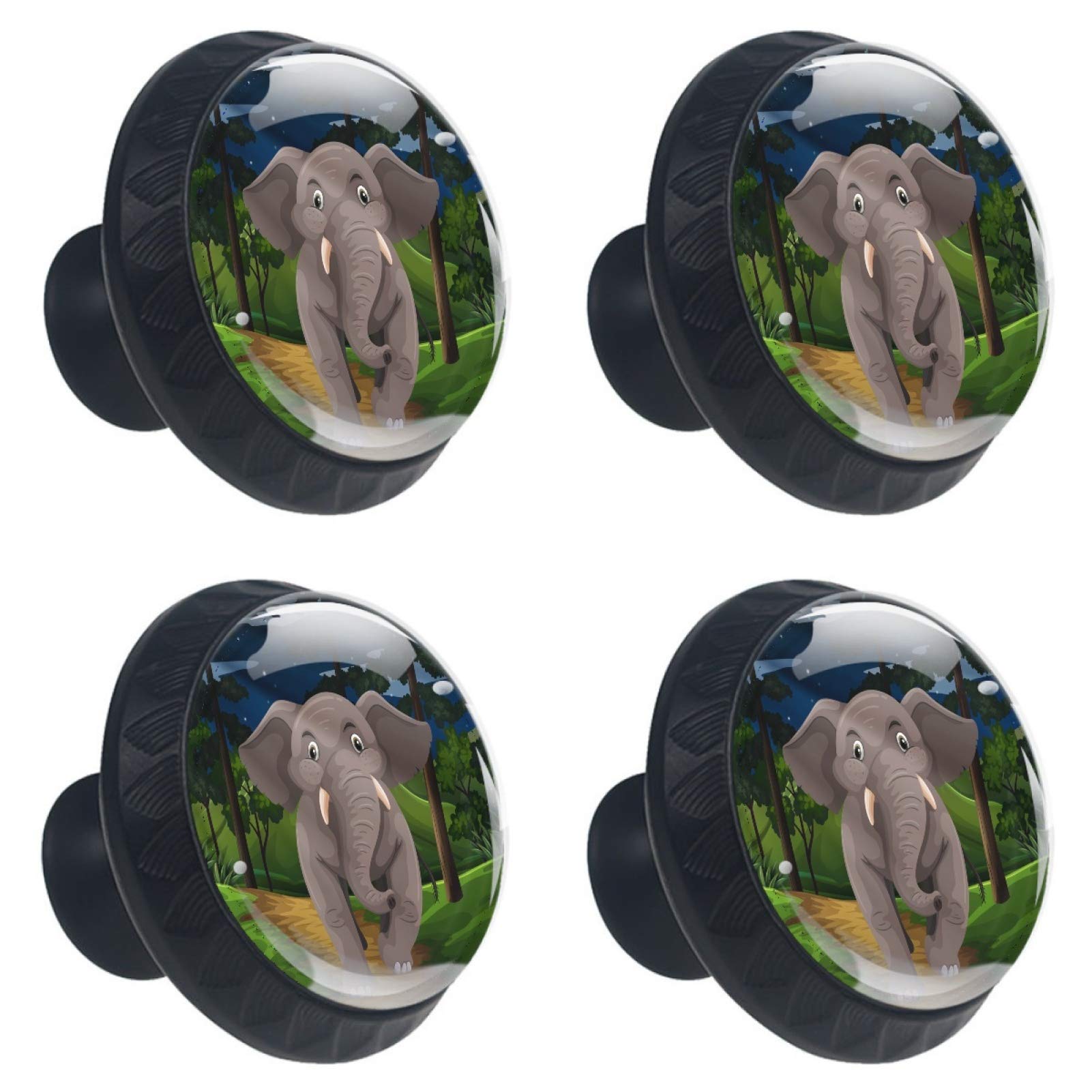Boutons ronds en verre gris éléphant pour meuble de cuisine et tiroir de commode x4