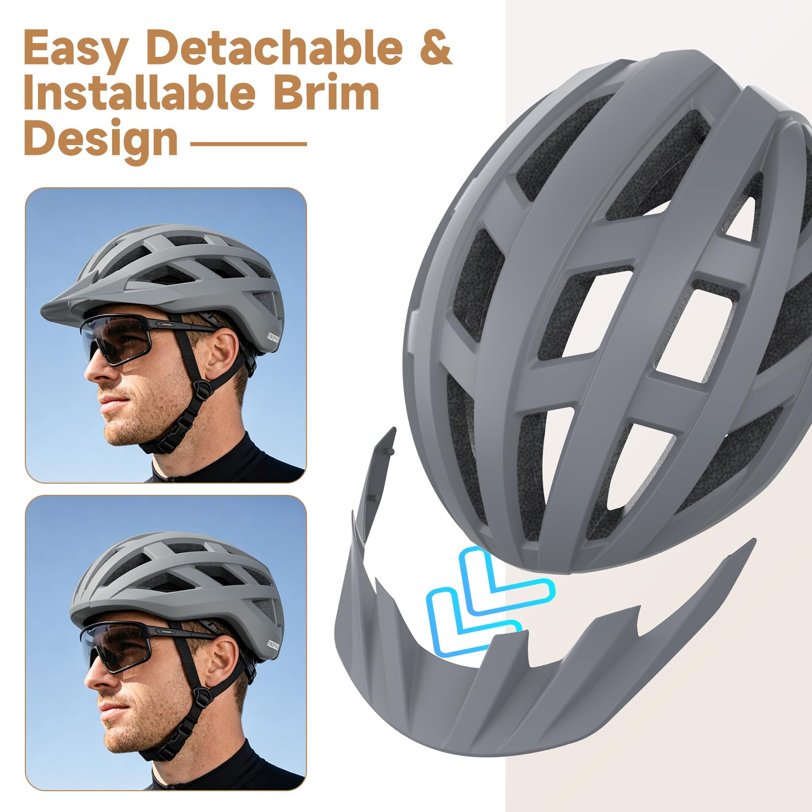 Findway Bike Helmet, Lightweight Breathable Cycling Helmet for Men & Women, Adjustable Fit Urban Commuter Helmet for Road & City Riding