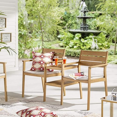 Viewscape Outdoor Patio Jack and Jill Armchair Set with Natural