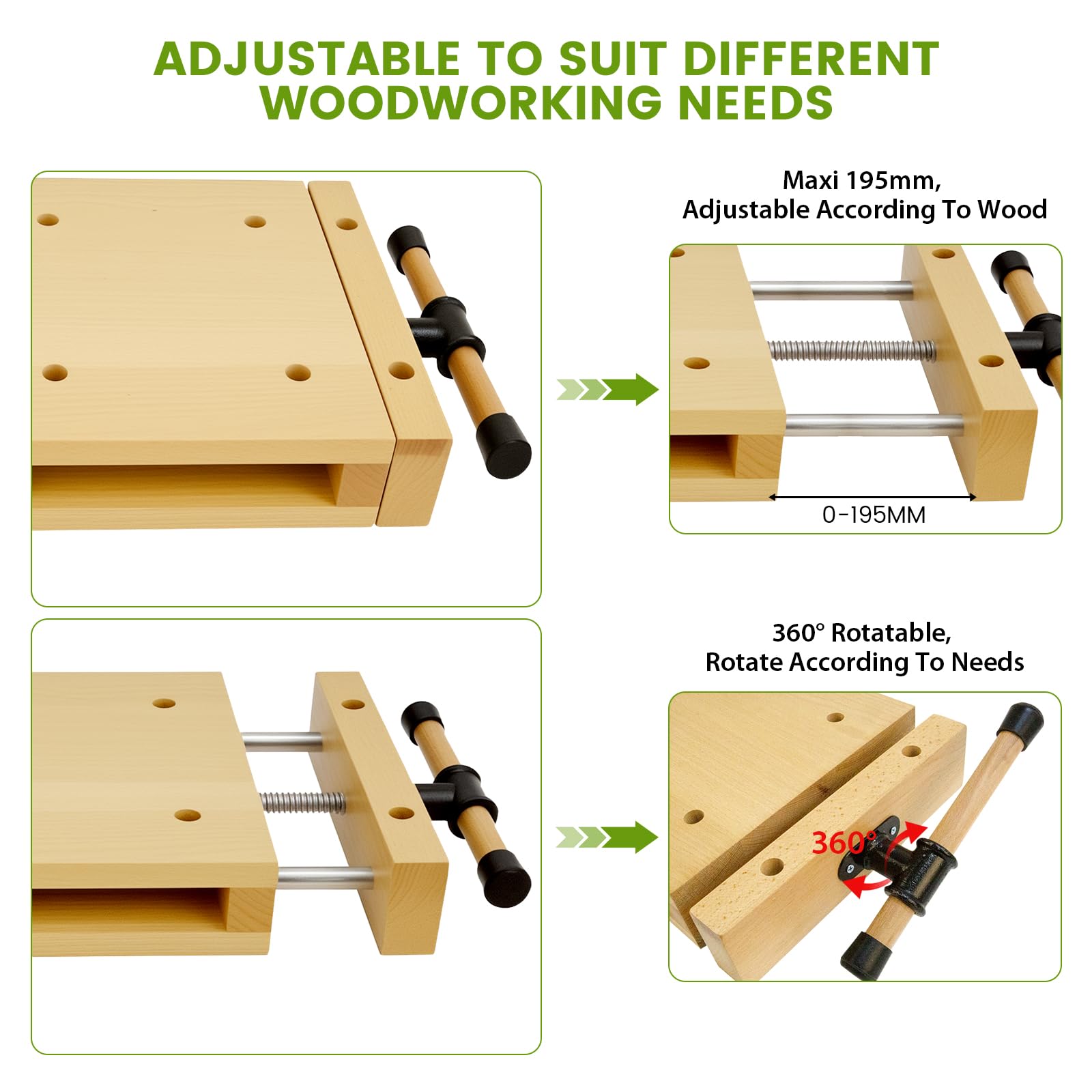 Tragbare Hobelbank Mobile Werkbank Kleine mit schraubstock Holz, Werkbank Klappbar Tragbar spanntisch Holzwerkbank Geeignet zum Schnitzen, Schneiden, Klemmen, Hobeln (46,5 × 28 × 7 cm)
