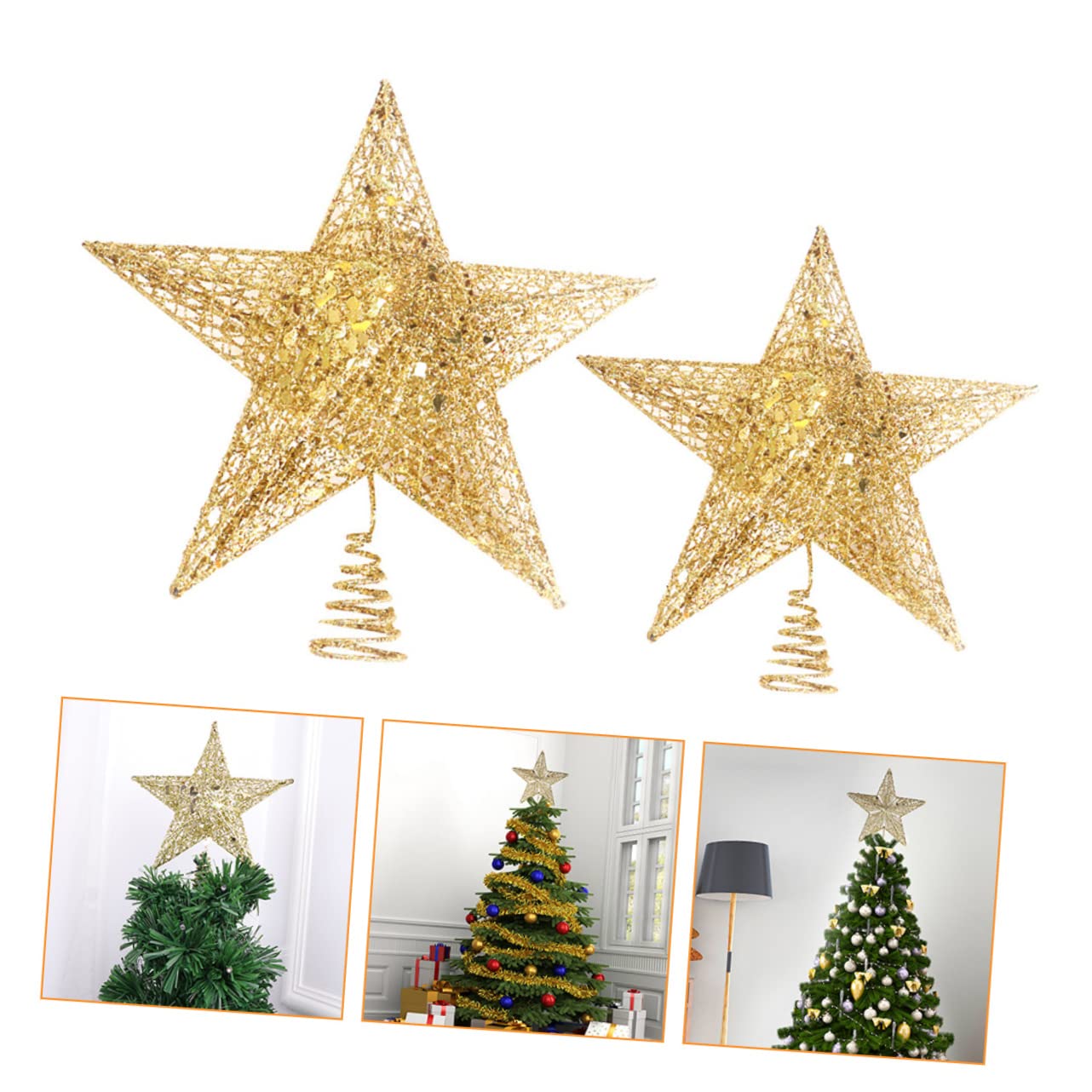 OUNONA 6stücke Weihnachtsbaumspitzen Stern Aus Eisen Glitzernde Goldene Weihnachtsbaumdeko Und Festliche Baumkrone Für Weihnachten Langlebig Und Wiederverwendbar