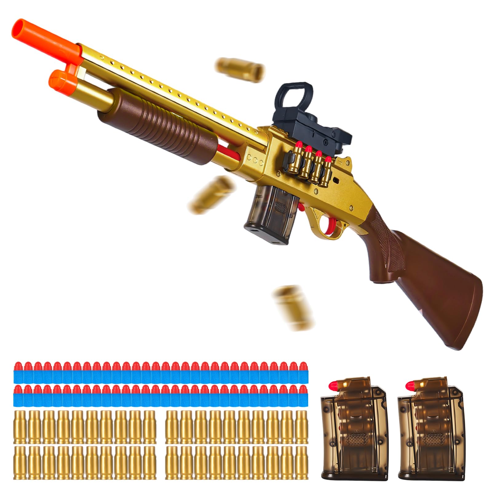 Photo 1 of **MISSING PARTS***Pump-Action Toy Shotgun,Shell Ejecting Sniper Rifle Toy Gun,Foam Dart Blaster with 60 Soft Bullets,40 Shells,2 Magazines,Christmas Birthday Gifts for Boys Kids Teens Adult Age 8+(Gold)
