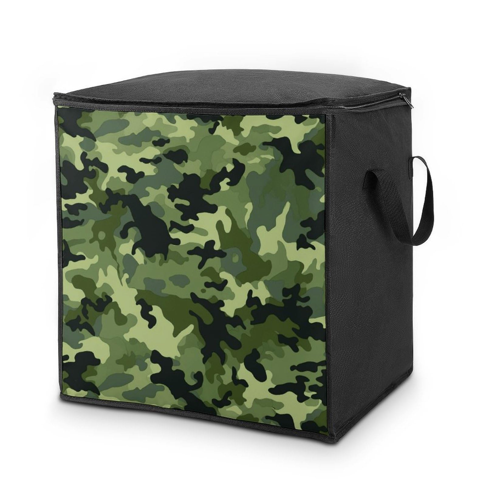 Camo Green Storage Bag with Zippers And Handle Extra Large Bedding Comforter Storage Bag Foldable Blanket Storage Bags Fabric Moving Bags for Closet Organizer (70L)