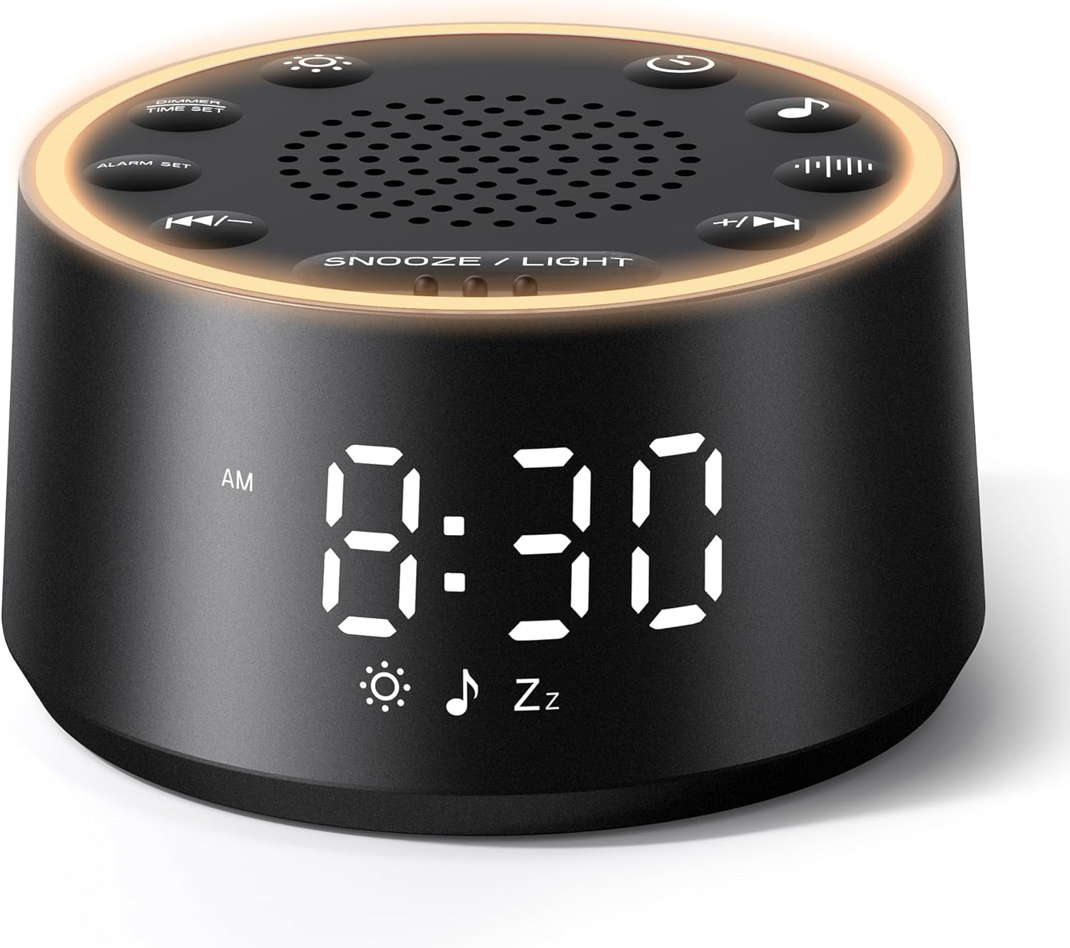 Sound Machine for Sleep - D1 Nova White Noise Sound Machine for Baby Adult with Alarm Clock, Soothing Sounds, Dimmable, White Noise Alarm Clocks for Bedrooms Heavy Sleepers Travel, Black