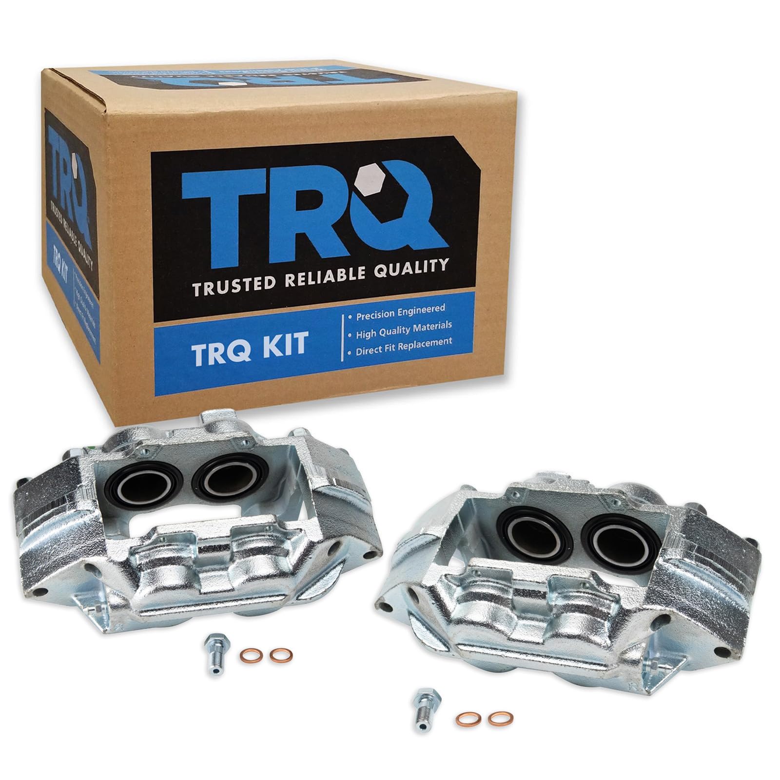 TRQ Front Driver and Passenger Side Brake Caliper Set Caliper Brackets