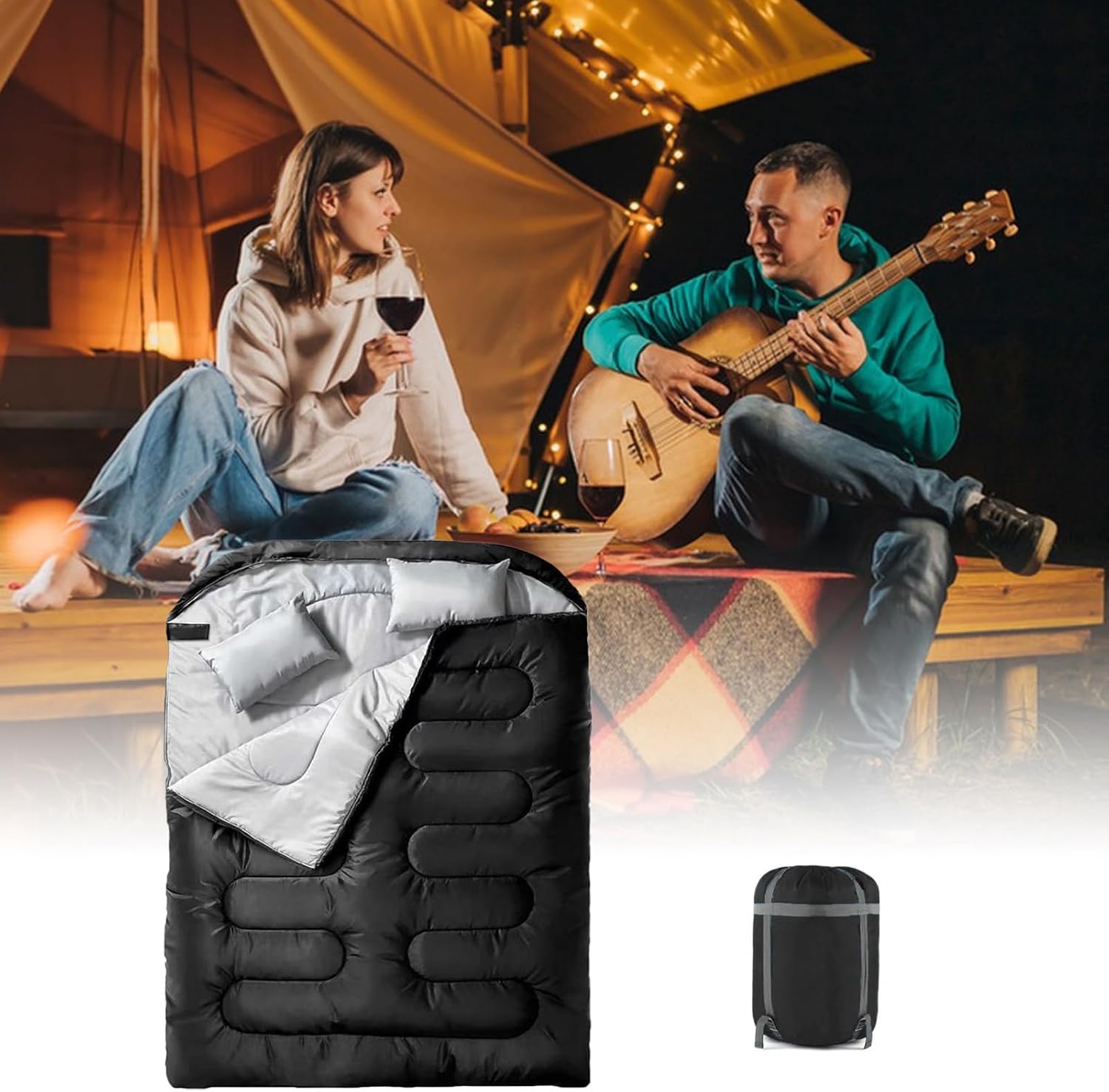 ムック☆ラスタさま　寝袋-15℃人工ダウン寝袋2個セット Amazon.co.jp: Fengzel Outdoor 二人用寝袋 封筒型 230*150cm足
