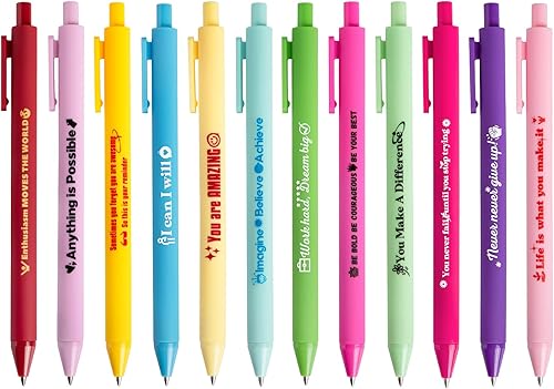 Pecopcock 10 bolígrafos divertidos de agradecimiento, citas motivacionales con varios colores de caramelo, suaves al tacto, suministros escolares de