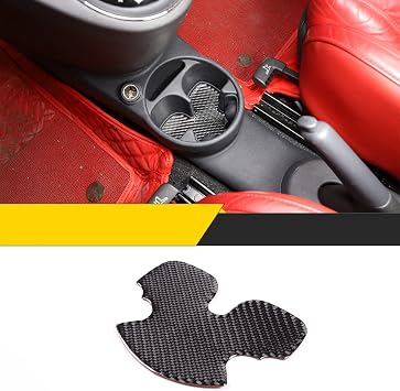 for 2011-2019 Fiat 500 Soft Carbon Fiber car Styling Car Central Control Cup Holder Slot pad Sticker car Interior Accessories Carbon Fiber Black